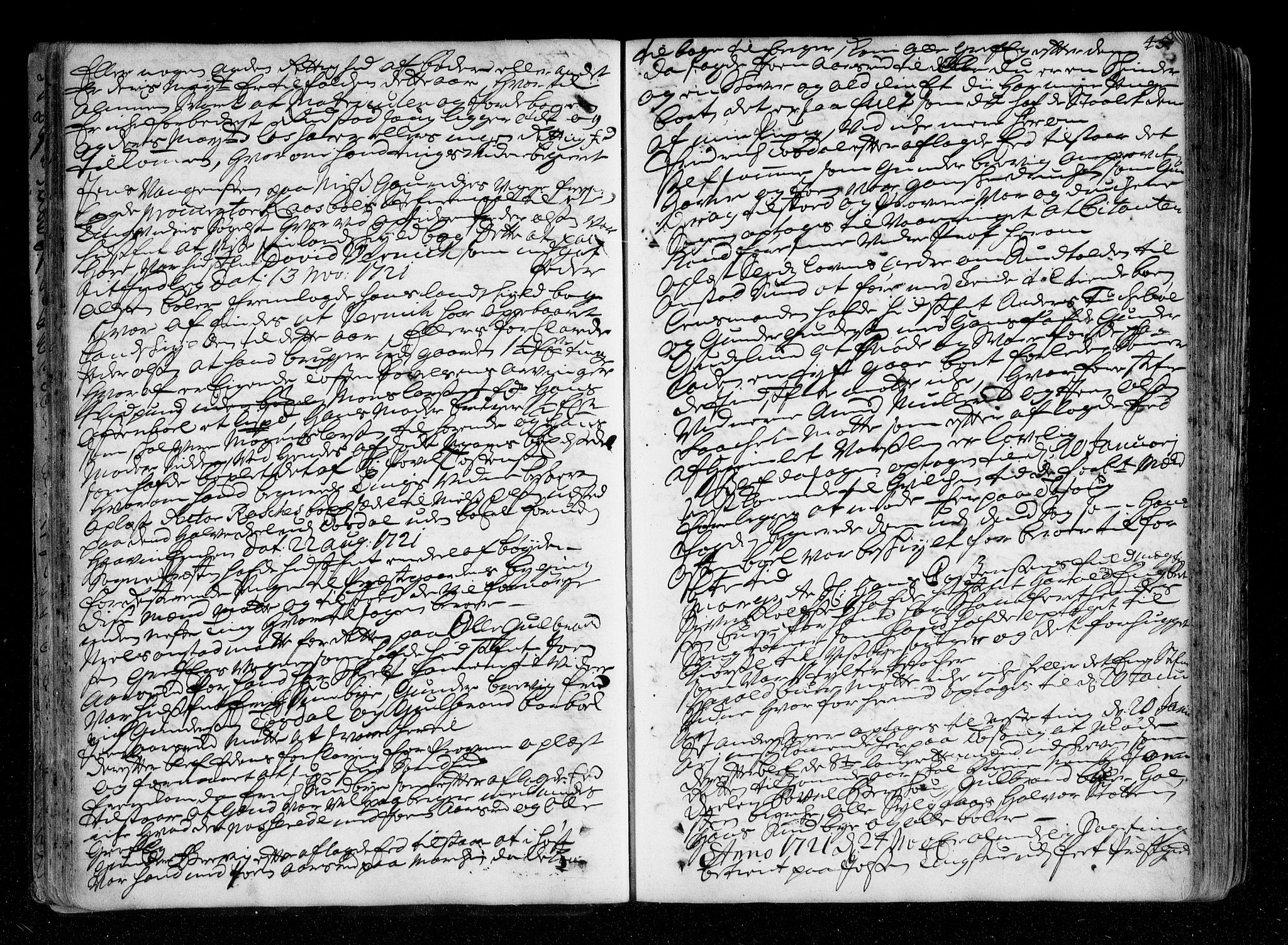 Nedre Romerike sorenskriveri, AV/SAO-A-10469/F/Fb/L0037: Tingbok, 1721-1724, p. 44b-45a