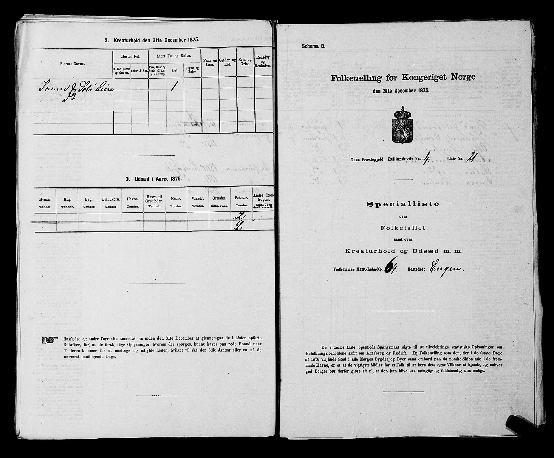 RA, 1875 census for 0130P Tune, 1875, p. 625