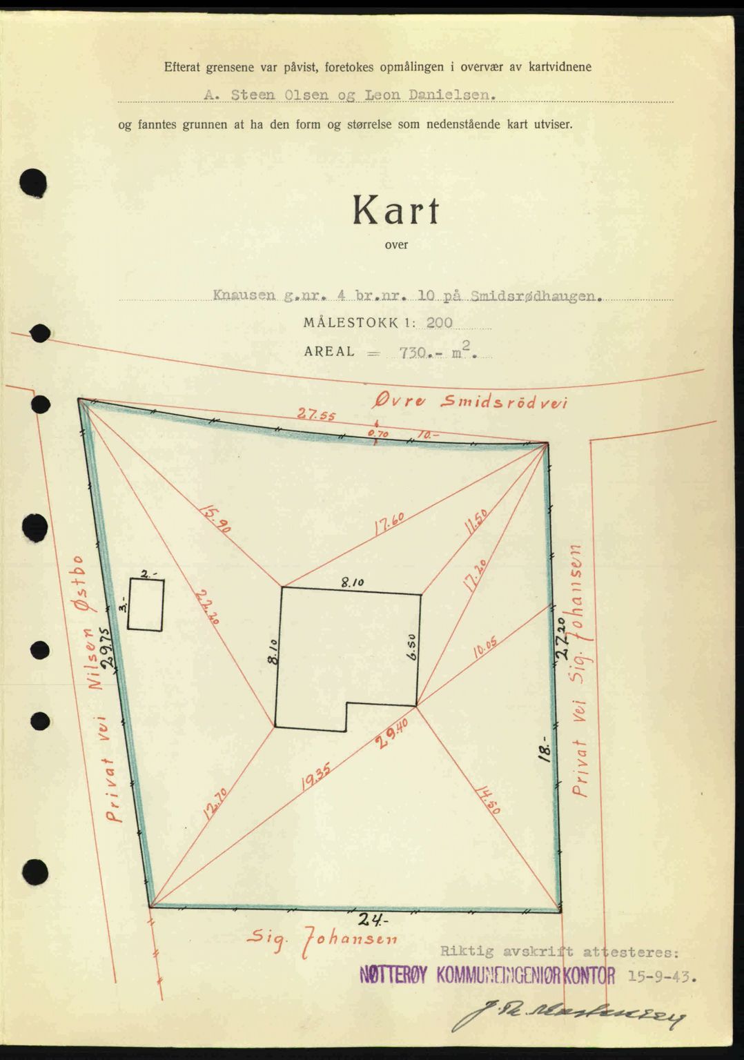 Tønsberg sorenskriveri, AV/SAKO-A-130/G/Ga/Gaa/L0014: Mortgage book no. A14, 1943-1944, Diary no: : 2349/1943