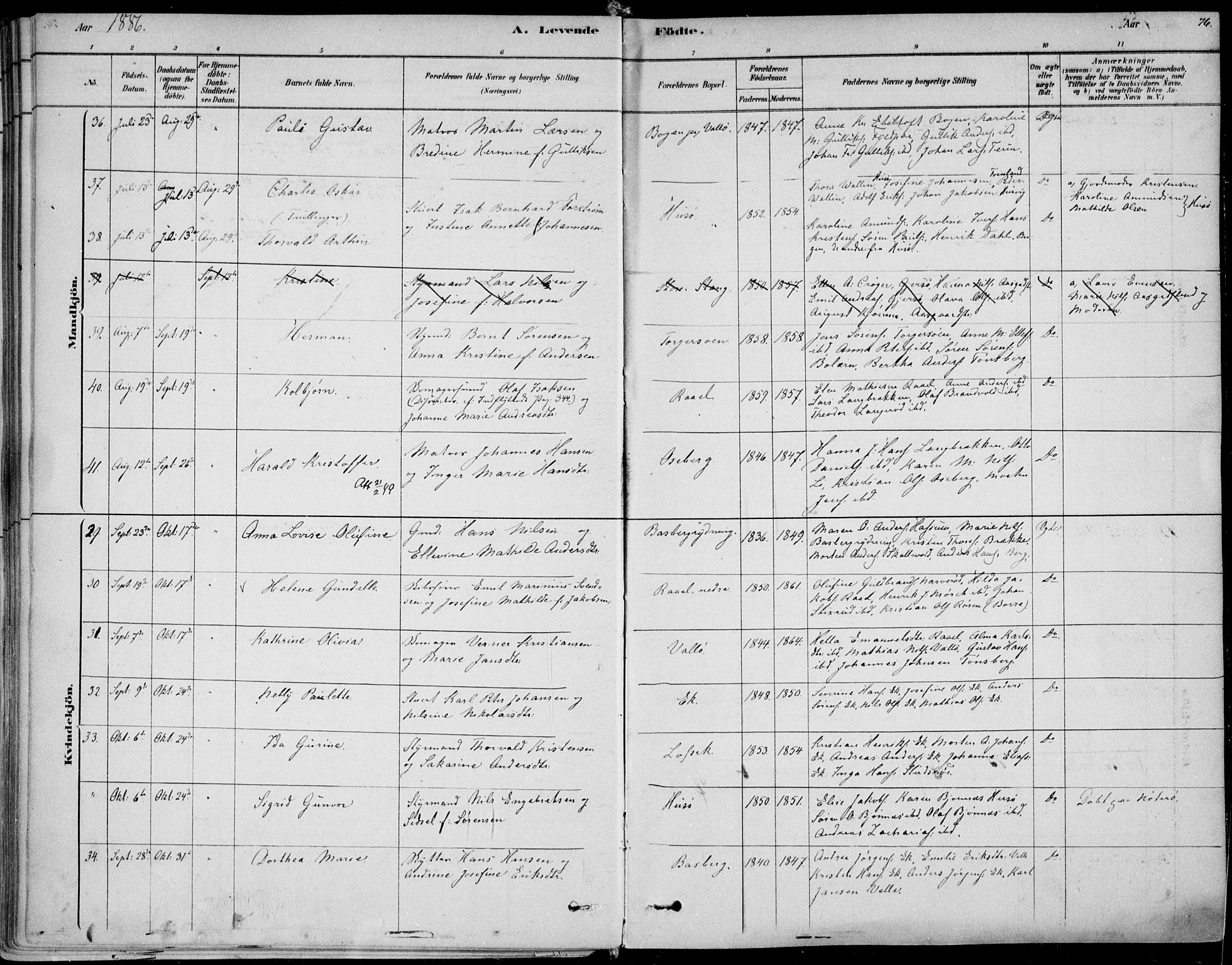 Sem kirkebøker, AV/SAKO-A-5/F/Fb/L0004: Parish register (official) no. II 4, 1878-1891, p. 76