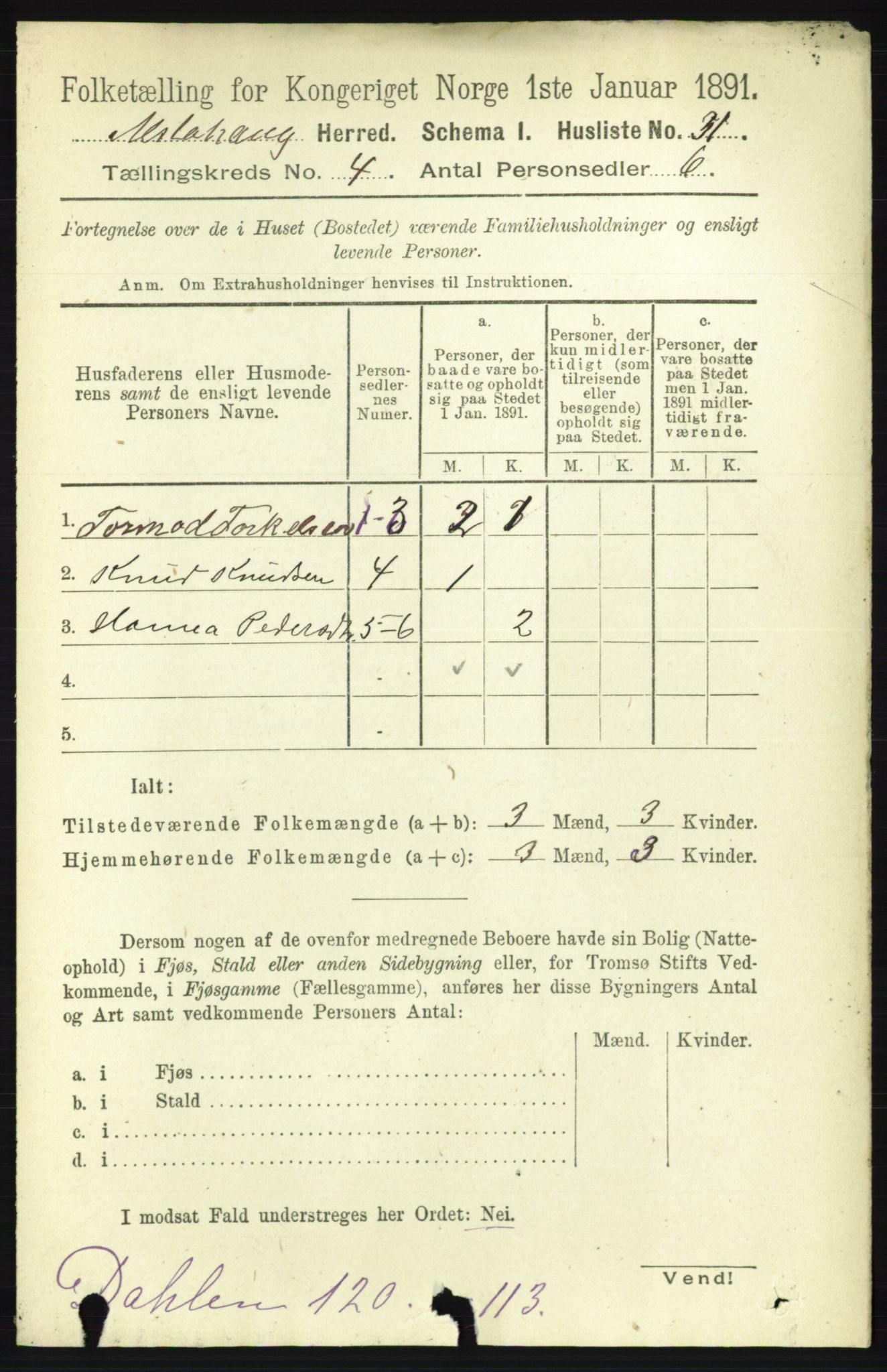 RA, 1891 census for 1820 Alstahaug, 1891, p. 1492