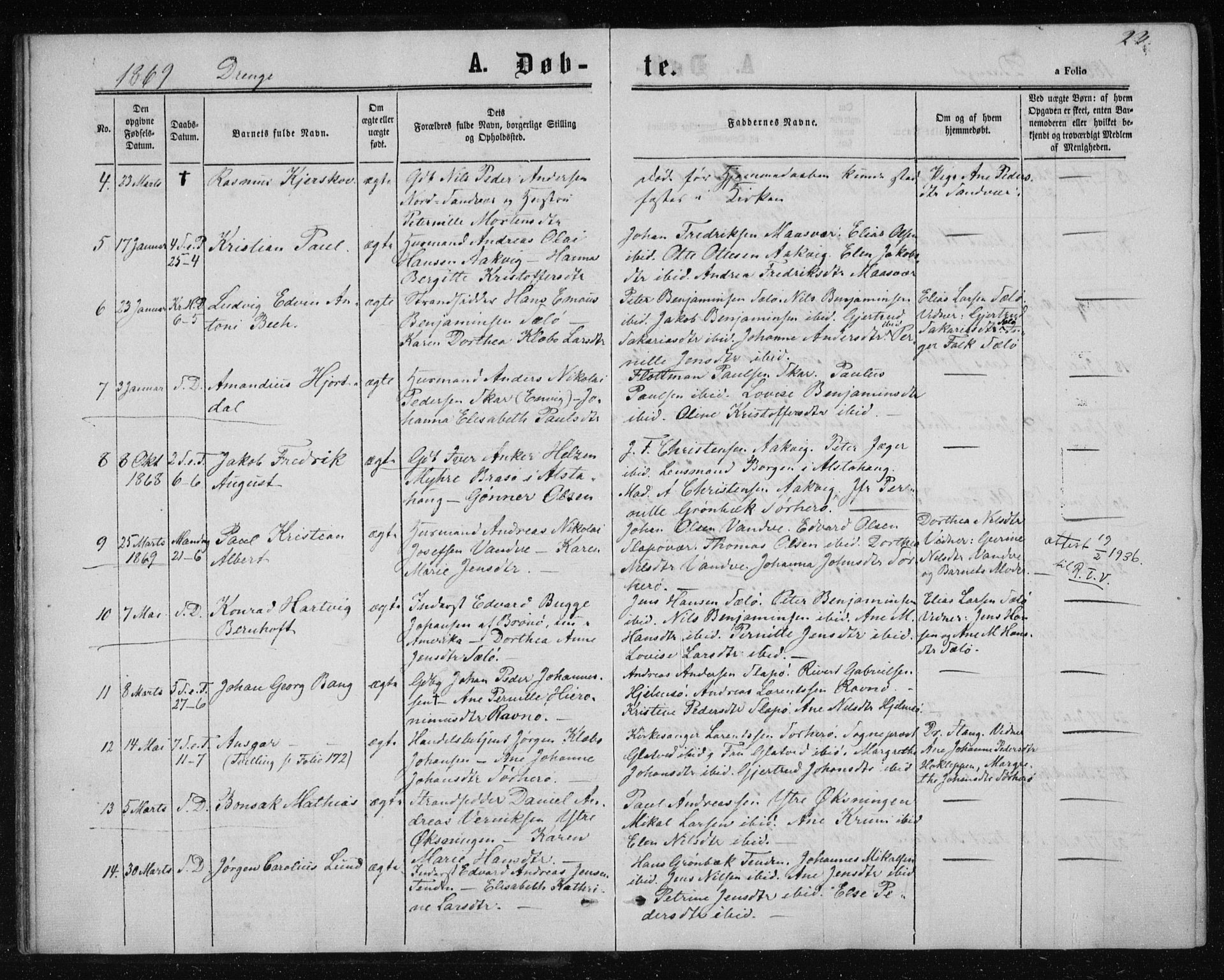 Ministerialprotokoller, klokkerbøker og fødselsregistre - Nordland, AV/SAT-A-1459/834/L0505: Parish register (official) no. 834A03, 1862-1871, p. 23