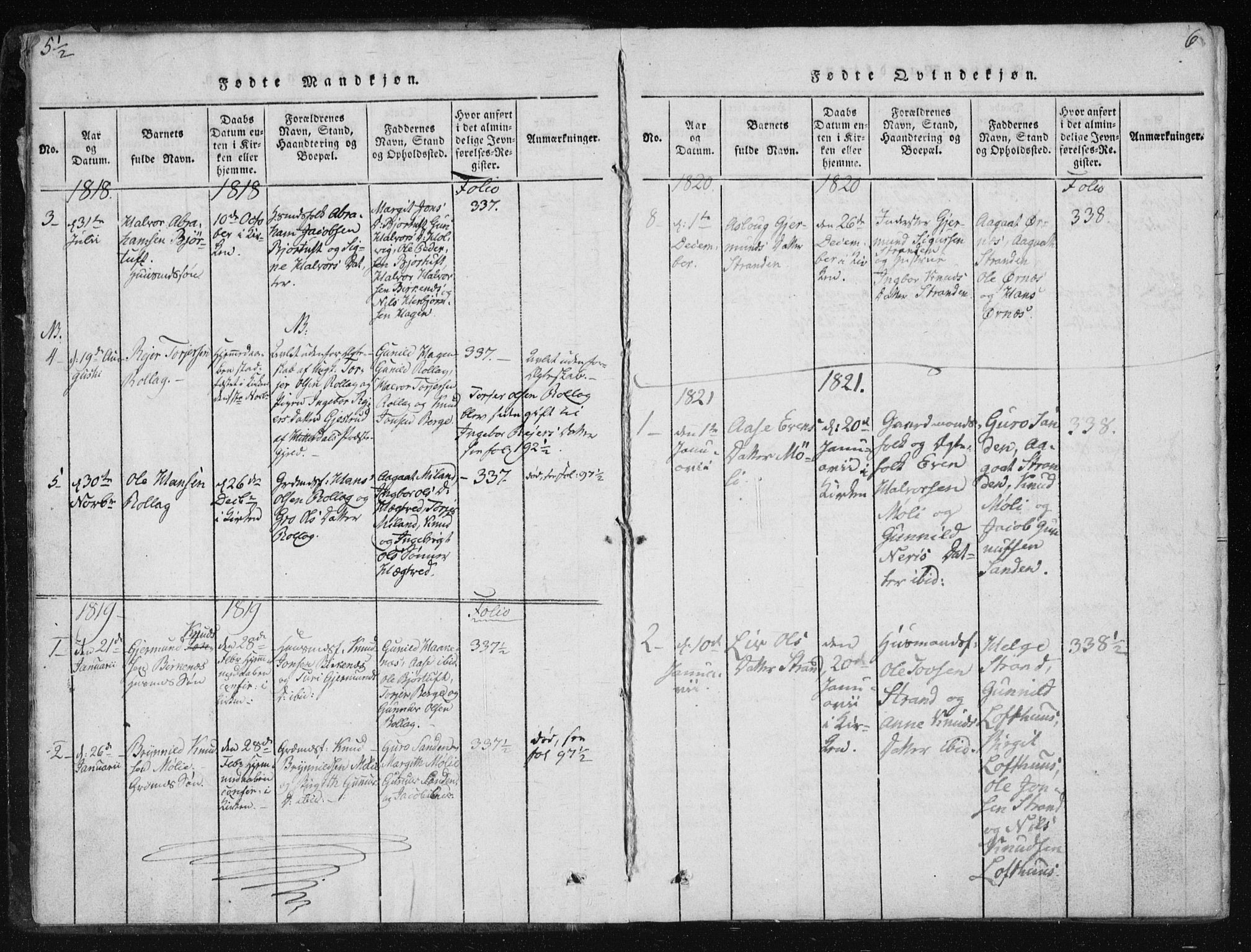 Tinn kirkebøker, SAKO/A-308/F/Fb/L0001: Parish register (official) no. II 1, 1815-1843, p. 6
