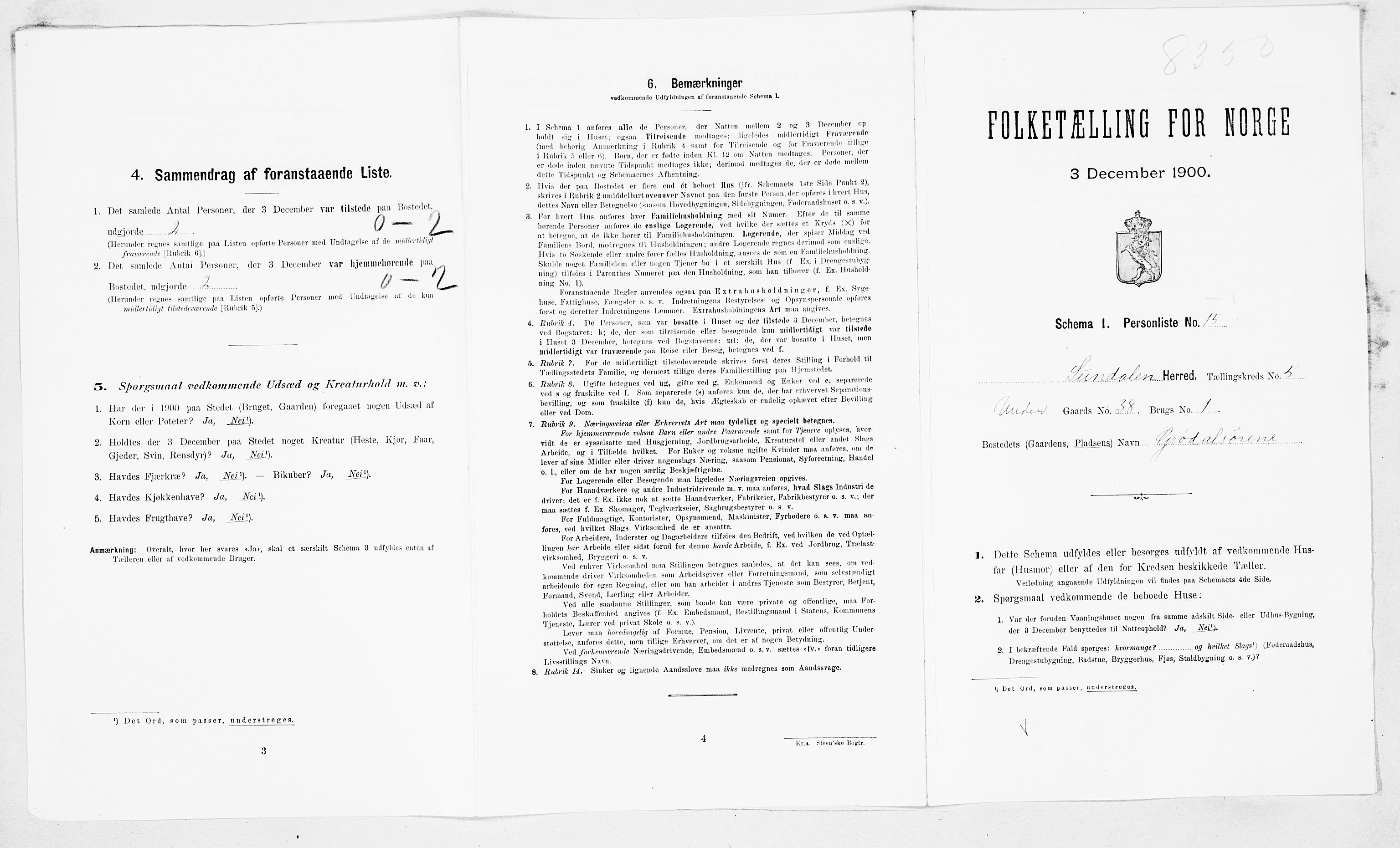 SAT, 1900 census for Sunndal, 1900, p. 324