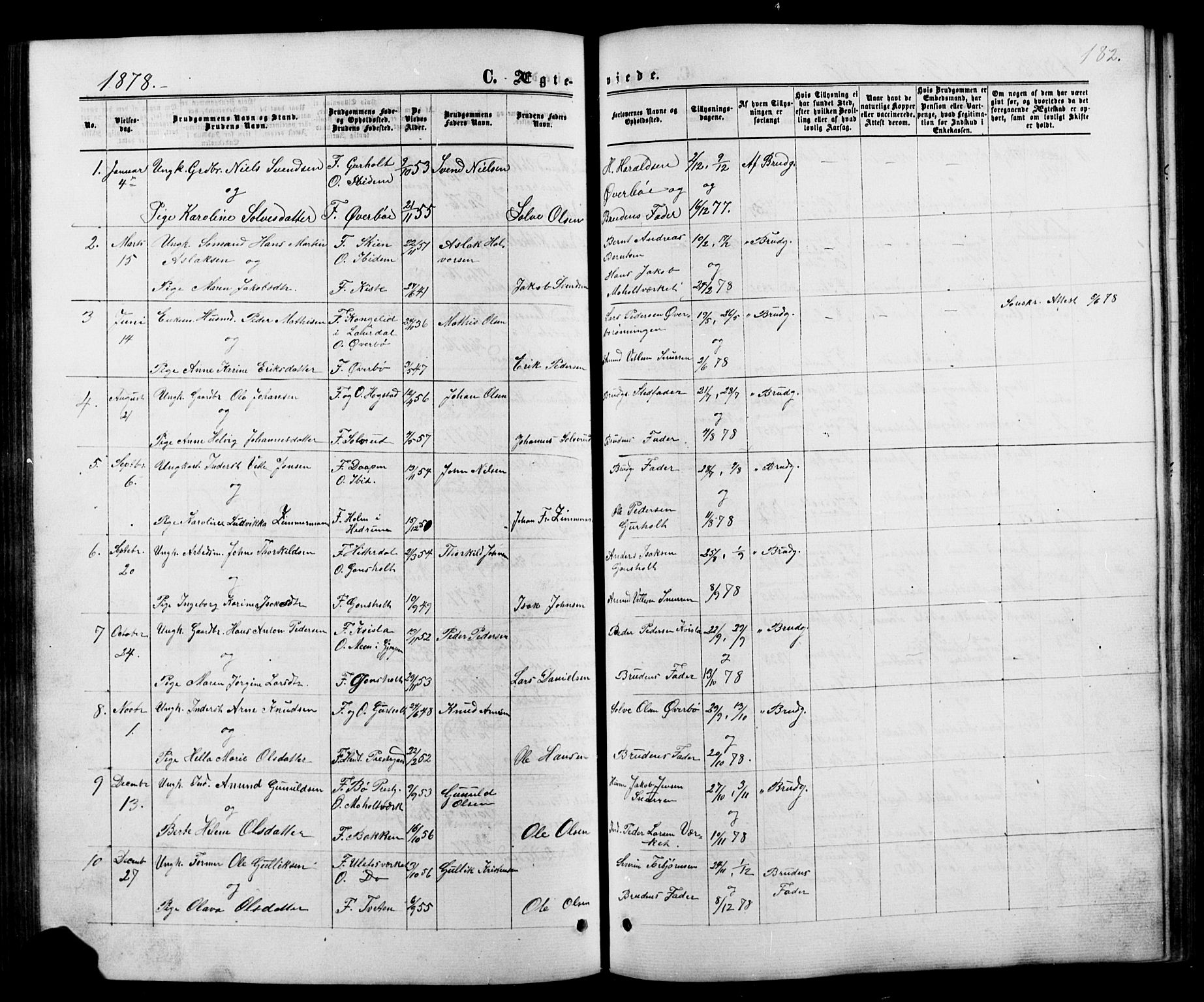 Siljan kirkebøker, SAKO/A-300/G/Ga/L0002: Parish register (copy) no. 2, 1864-1908, p. 182