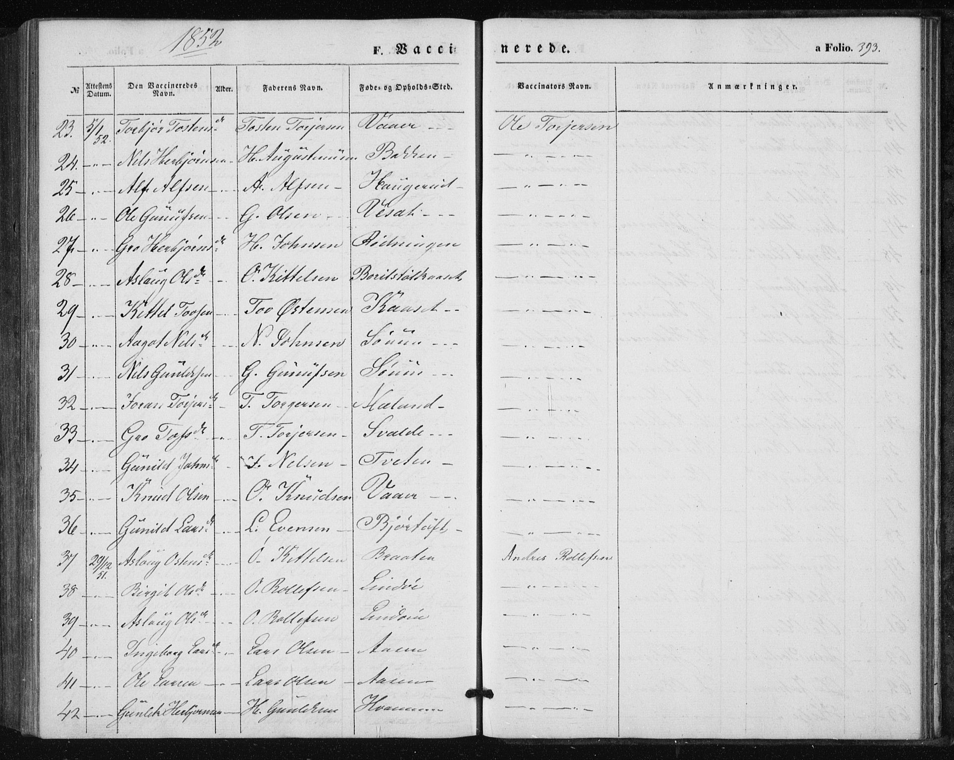 Tinn kirkebøker, SAKO/A-308/F/Fa/L0005: Parish register (official) no. I 5, 1844-1856, p. 393