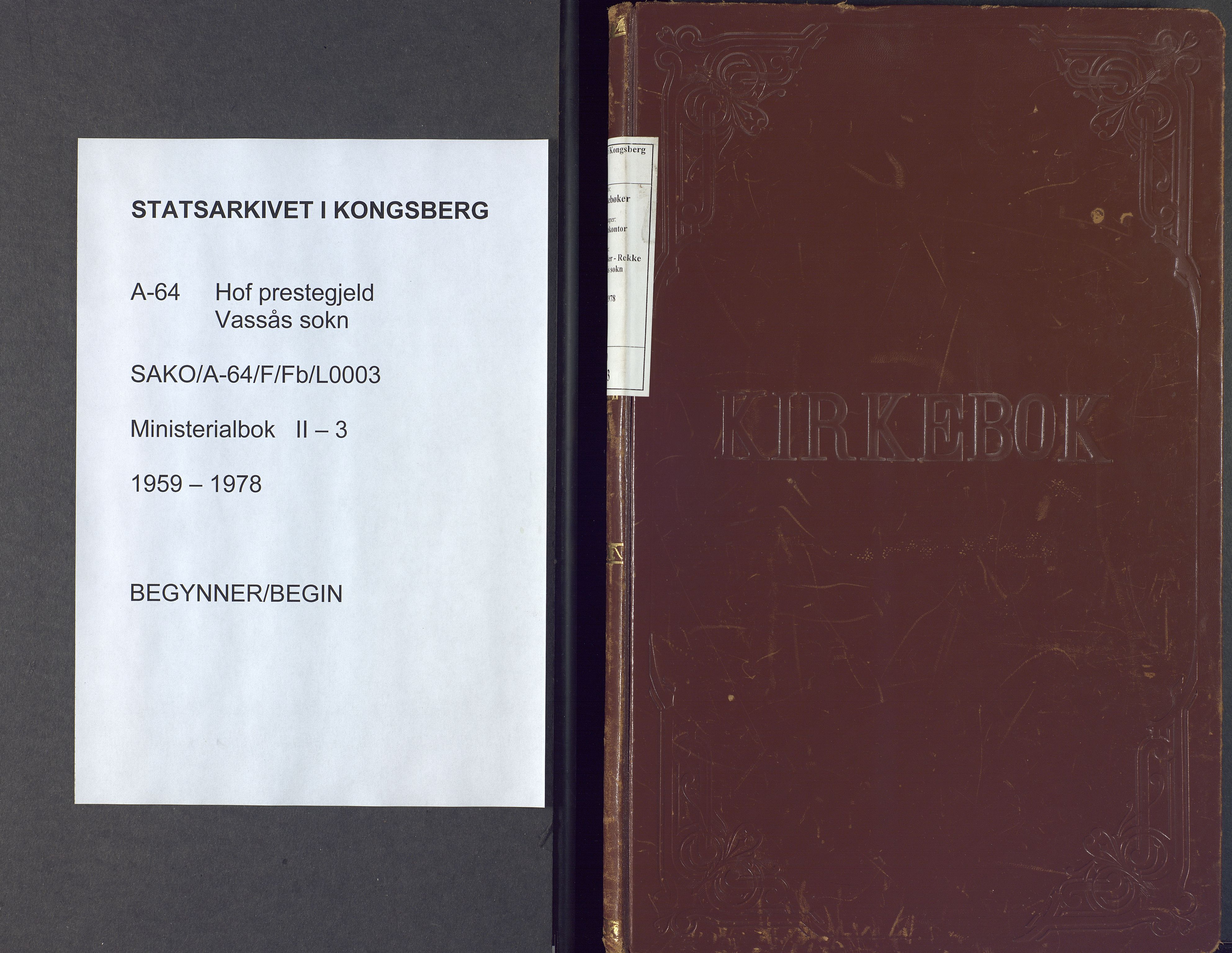 Hof kirkebøker, AV/SAKO-A-64/F/Fb/L0003: Parish register (official) no. II 3, 1959-1978