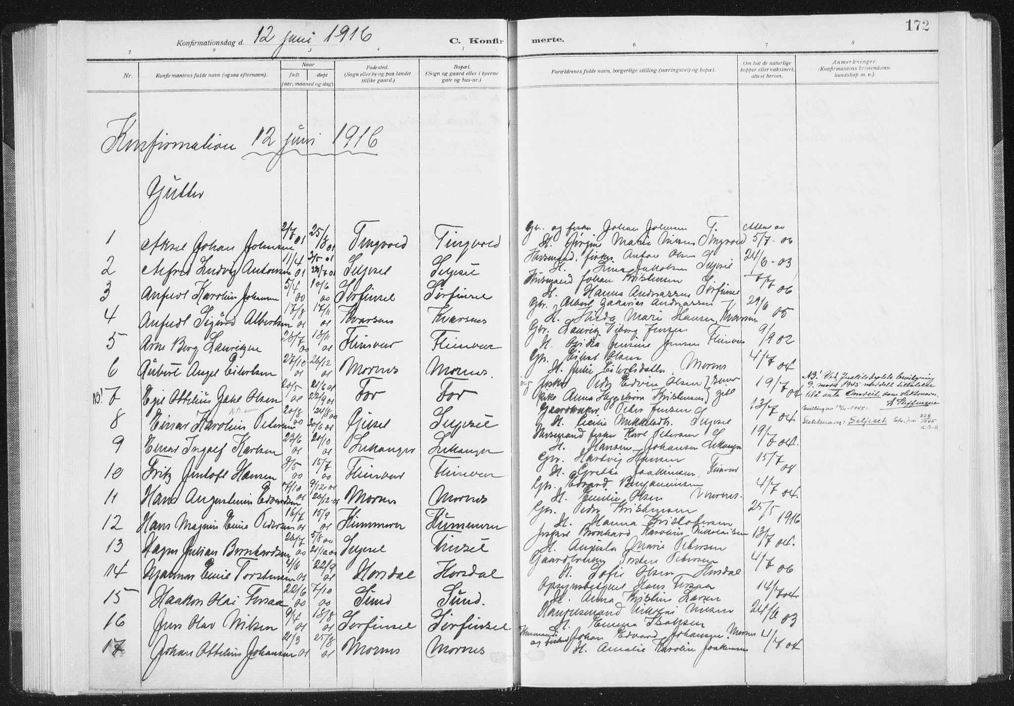 Ministerialprotokoller, klokkerbøker og fødselsregistre - Nordland, AV/SAT-A-1459/805/L0104: Parish register (official) no. 805A09, 1909-1926, p. 172