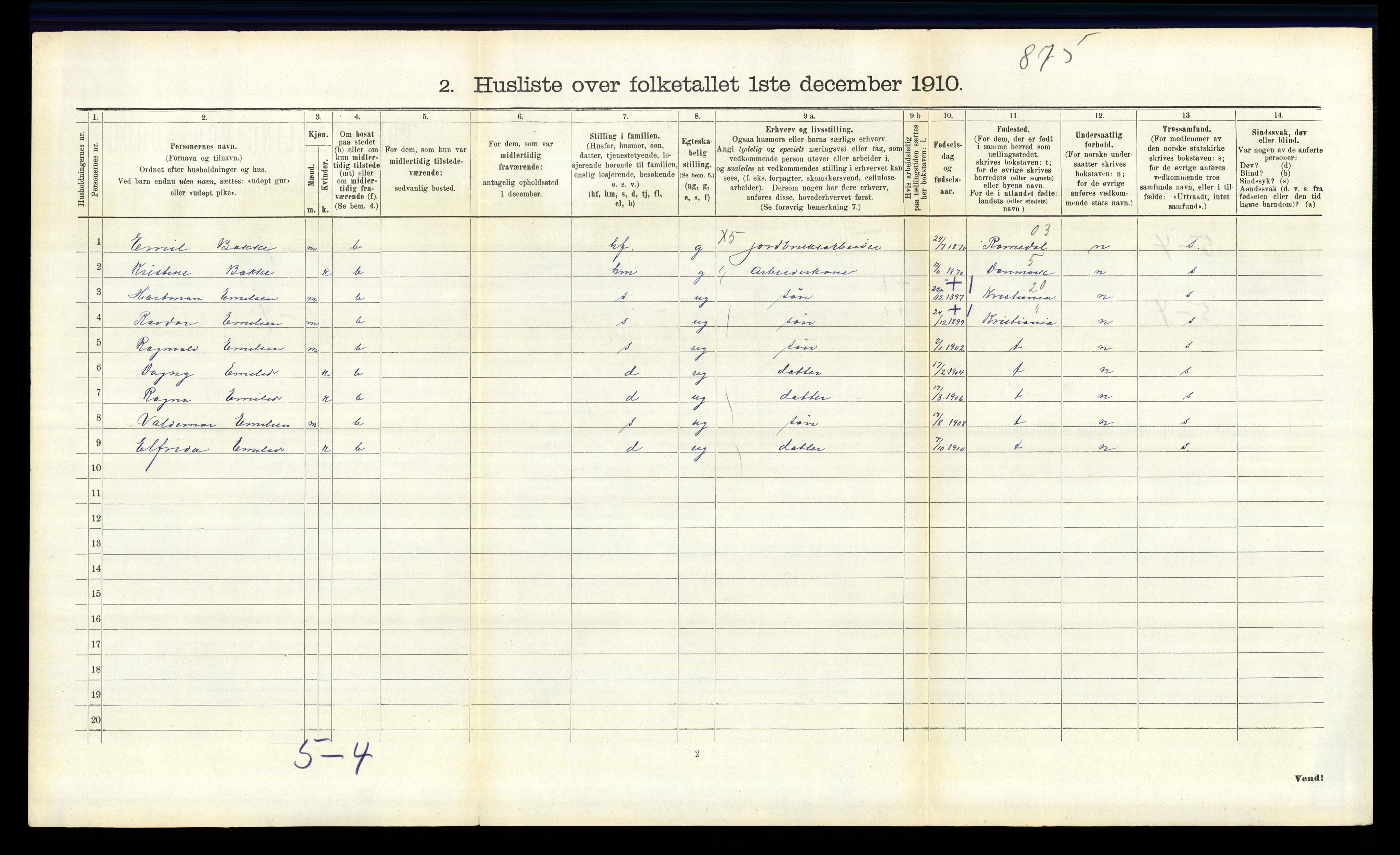 RA, 1910 census for Kråkstad, 1910, p. 340