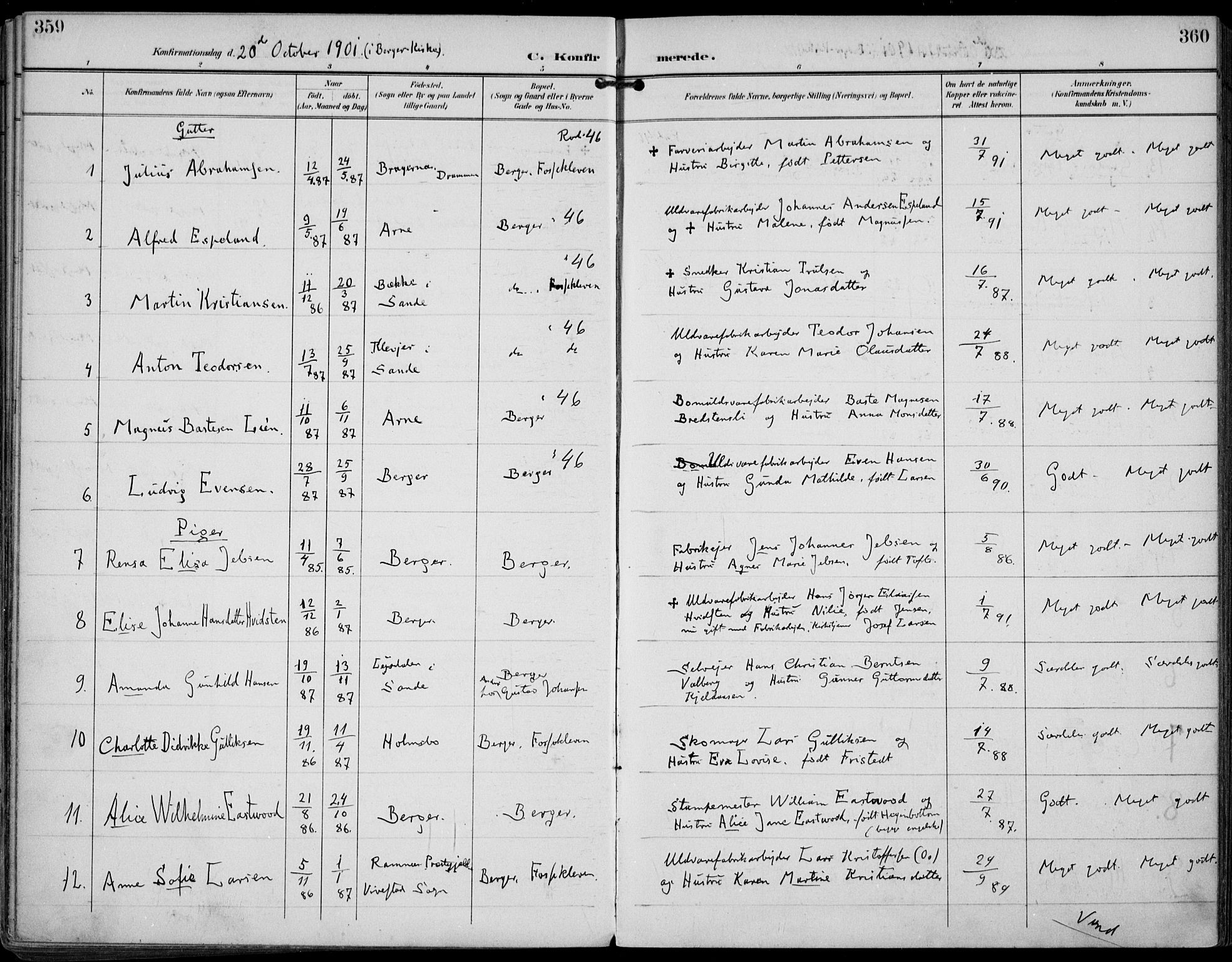 Strømm kirkebøker, AV/SAKO-A-322/F/Fa/L0005: Parish register (official) no. I 5, 1898-1919, p. 359-360