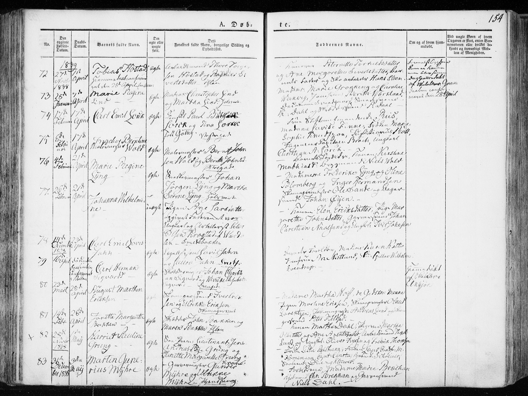 Ministerialprotokoller, klokkerbøker og fødselsregistre - Sør-Trøndelag, SAT/A-1456/601/L0047: Parish register (official) no. 601A15, 1831-1839, p. 154