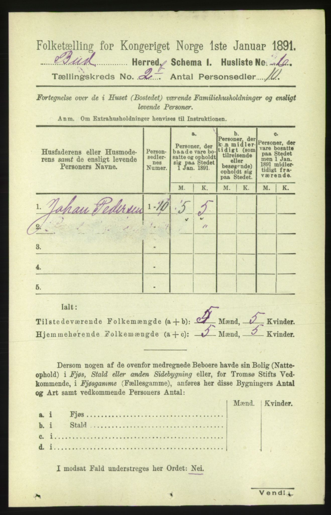 RA, 1891 census for 1549 Bud, 1891, p. 1201