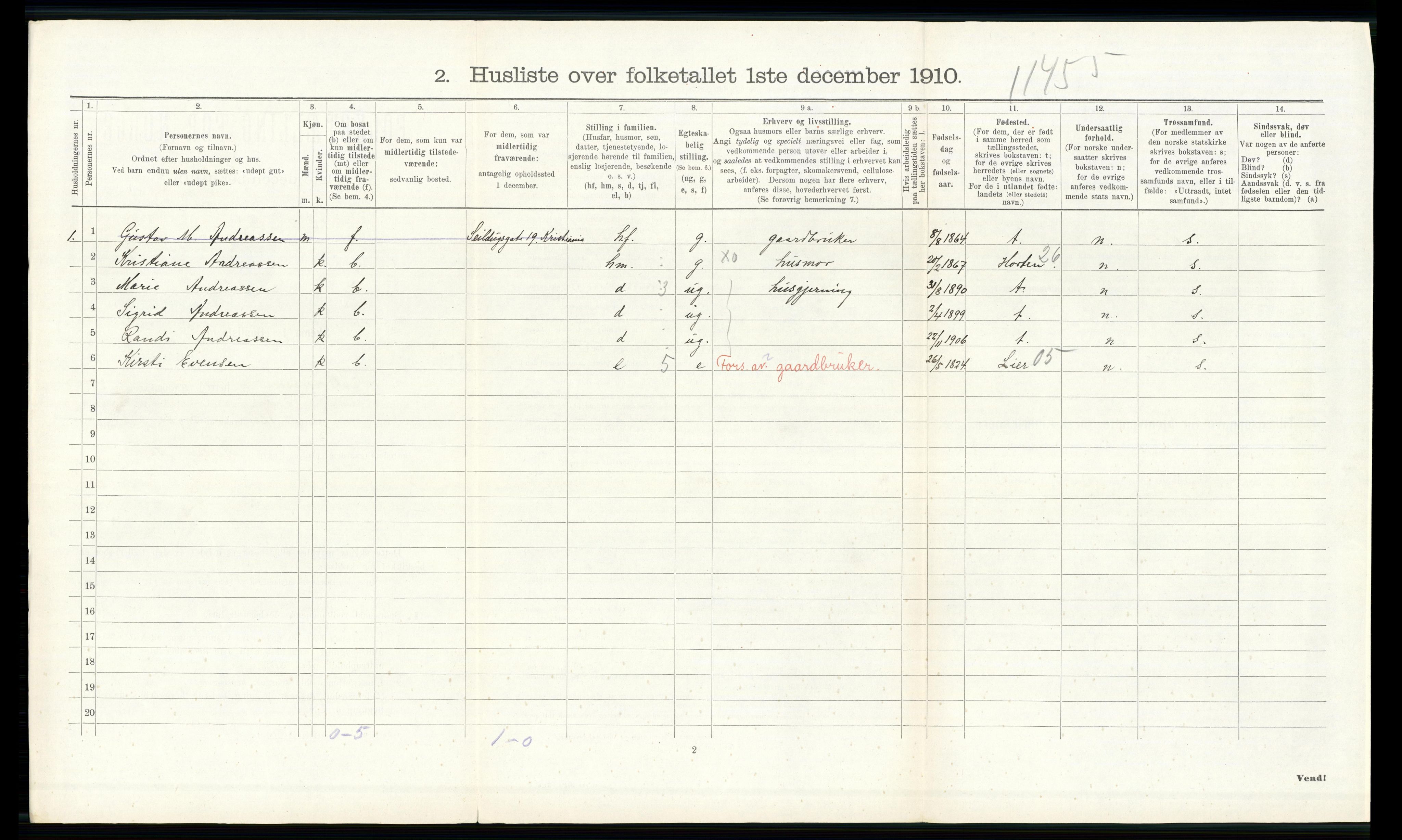 RA, 1910 census for Strømm, 1910, p. 217