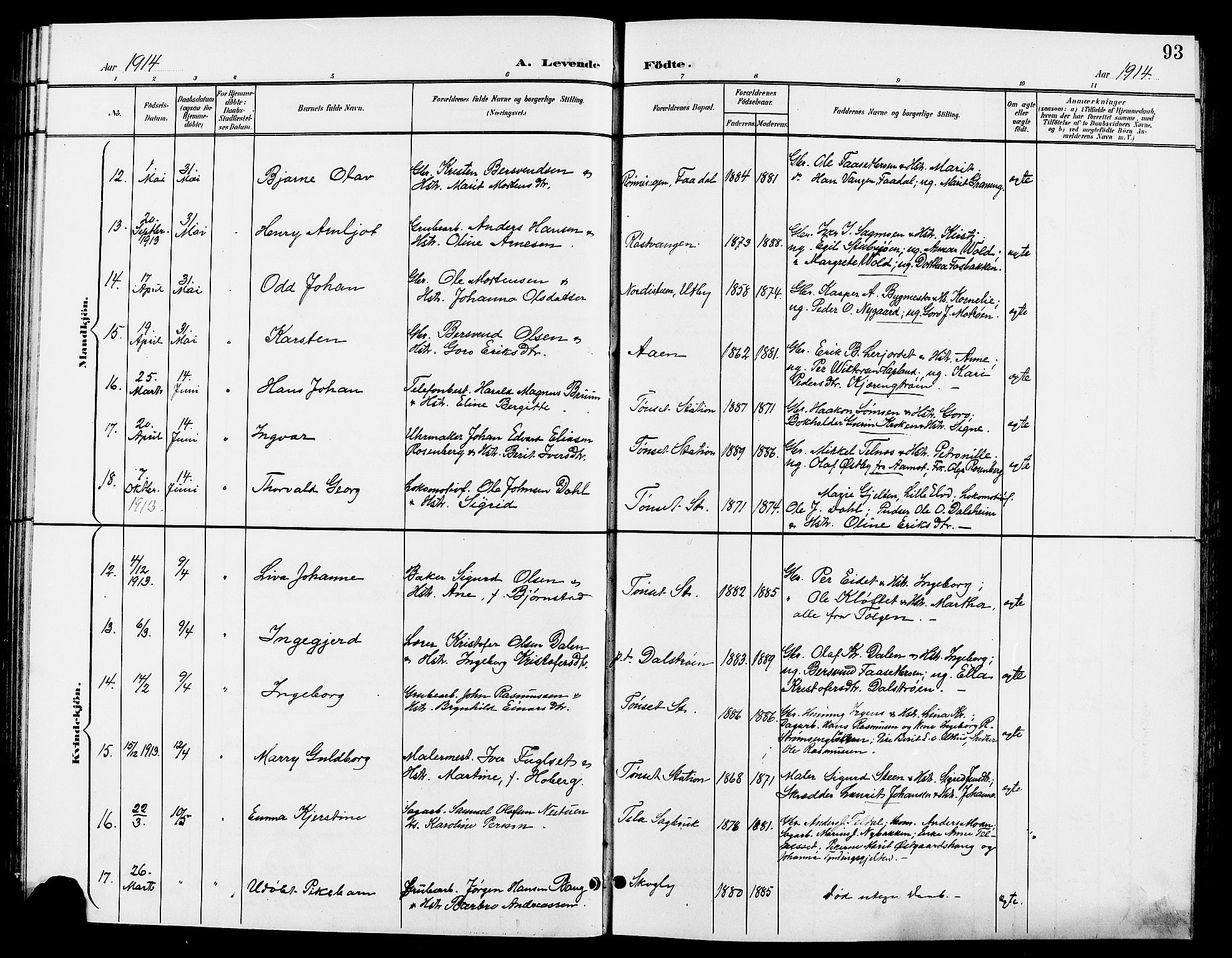 Tynset prestekontor, AV/SAH-PREST-058/H/Ha/Hab/L0009: Parish register (copy) no. 9, 1900-1914, p. 93