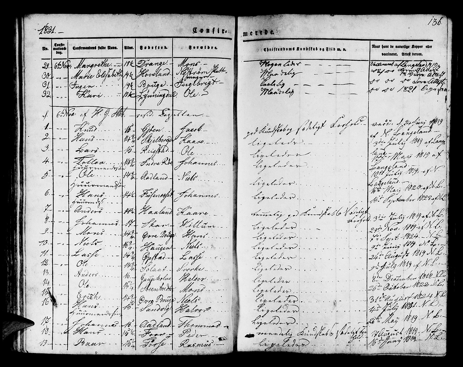 Os sokneprestembete, SAB/A-99929: Parish register (official) no. A 14, 1826-1839, p. 136