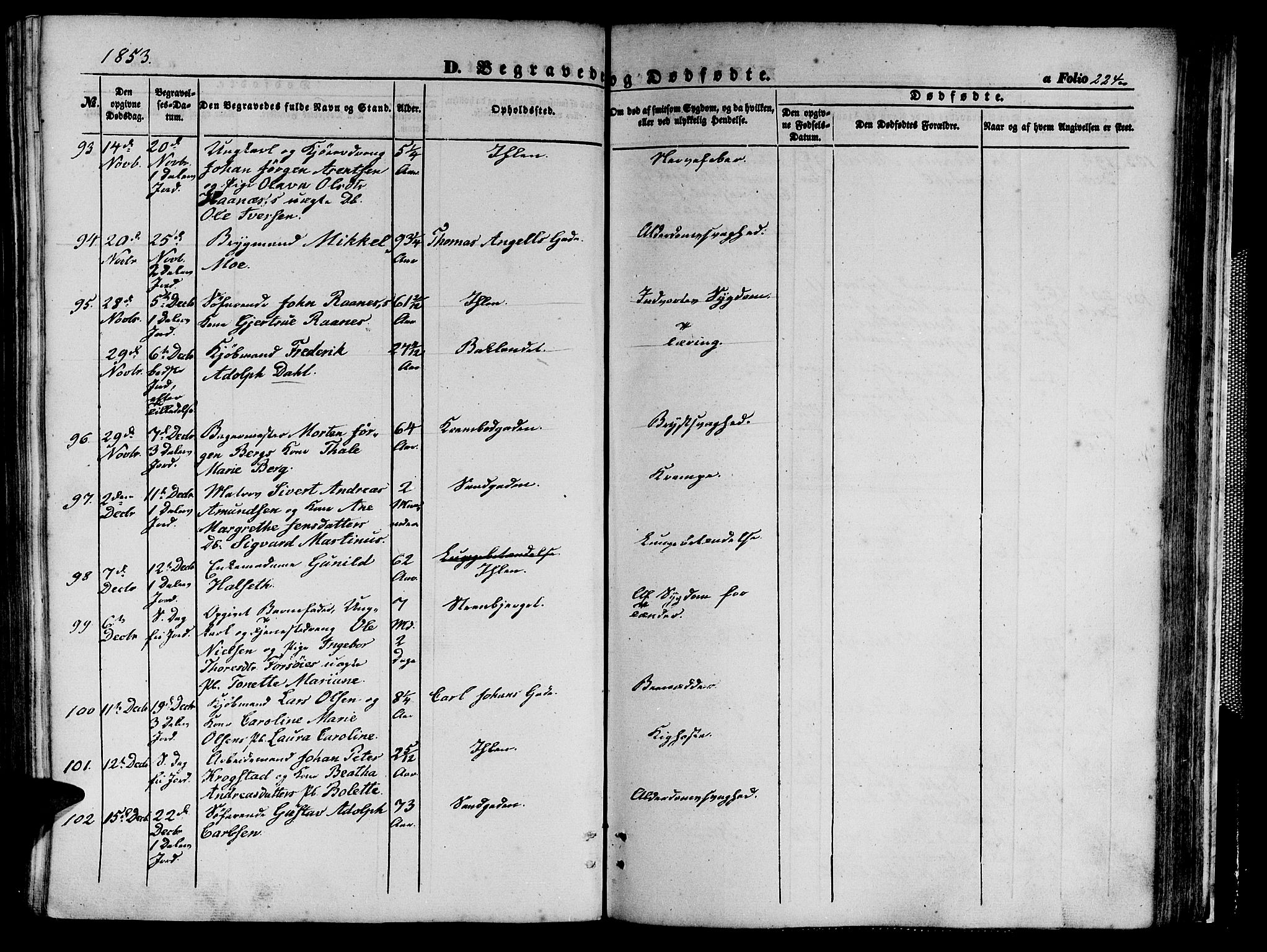 Ministerialprotokoller, klokkerbøker og fødselsregistre - Sør-Trøndelag, SAT/A-1456/602/L0138: Parish register (copy) no. 602C06, 1853-1858, p. 224