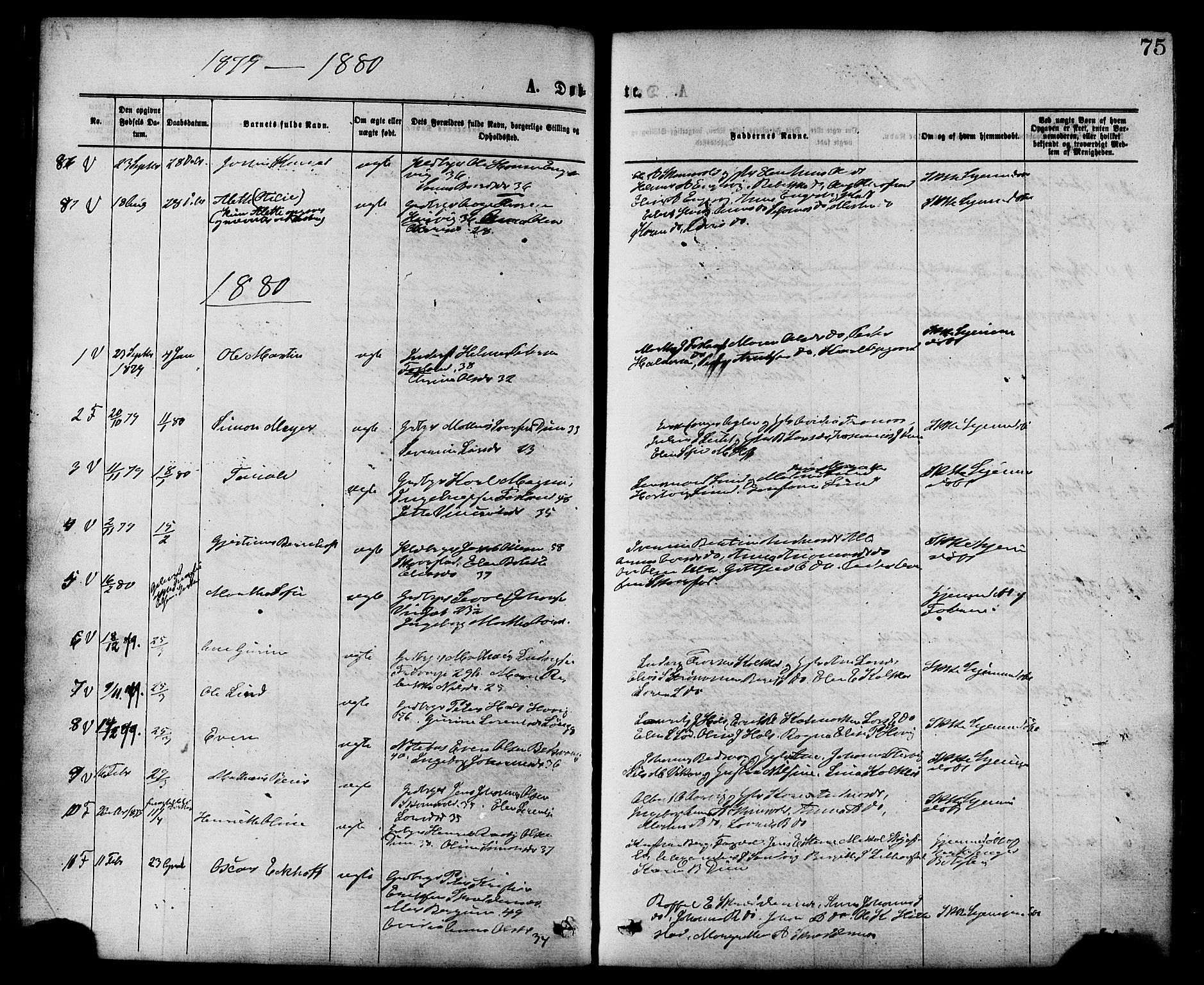 Ministerialprotokoller, klokkerbøker og fødselsregistre - Nord-Trøndelag, SAT/A-1458/773/L0616: Parish register (official) no. 773A07, 1870-1887, p. 75
