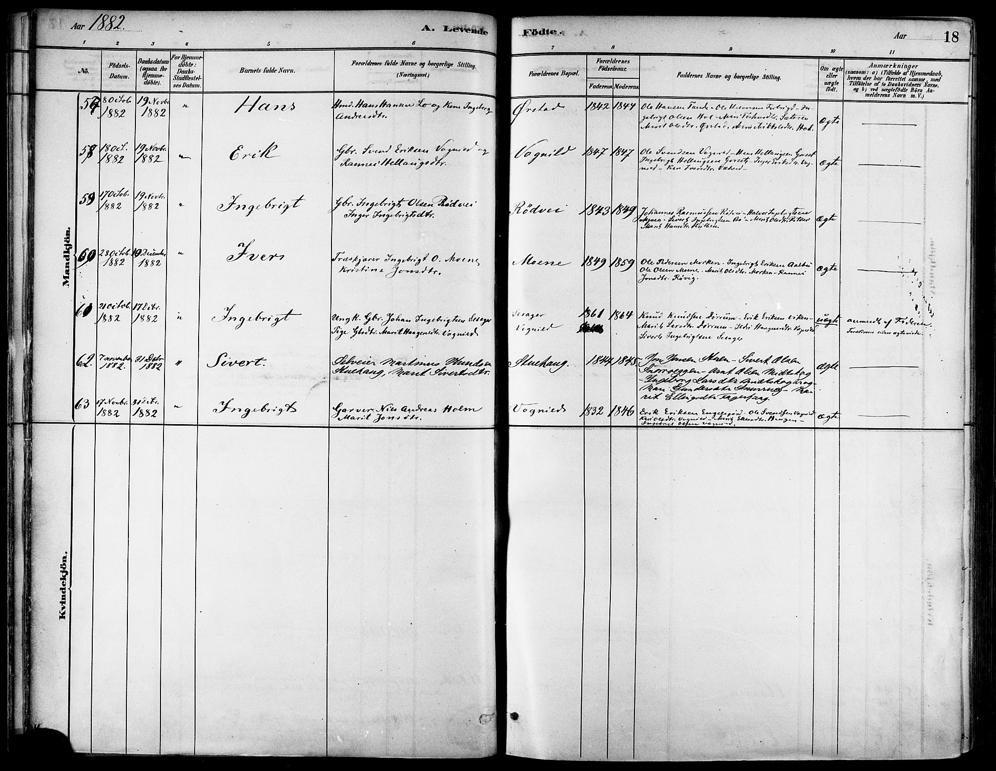 Ministerialprotokoller, klokkerbøker og fødselsregistre - Sør-Trøndelag, AV/SAT-A-1456/678/L0901: Parish register (official) no. 678A10, 1881-1894, p. 18