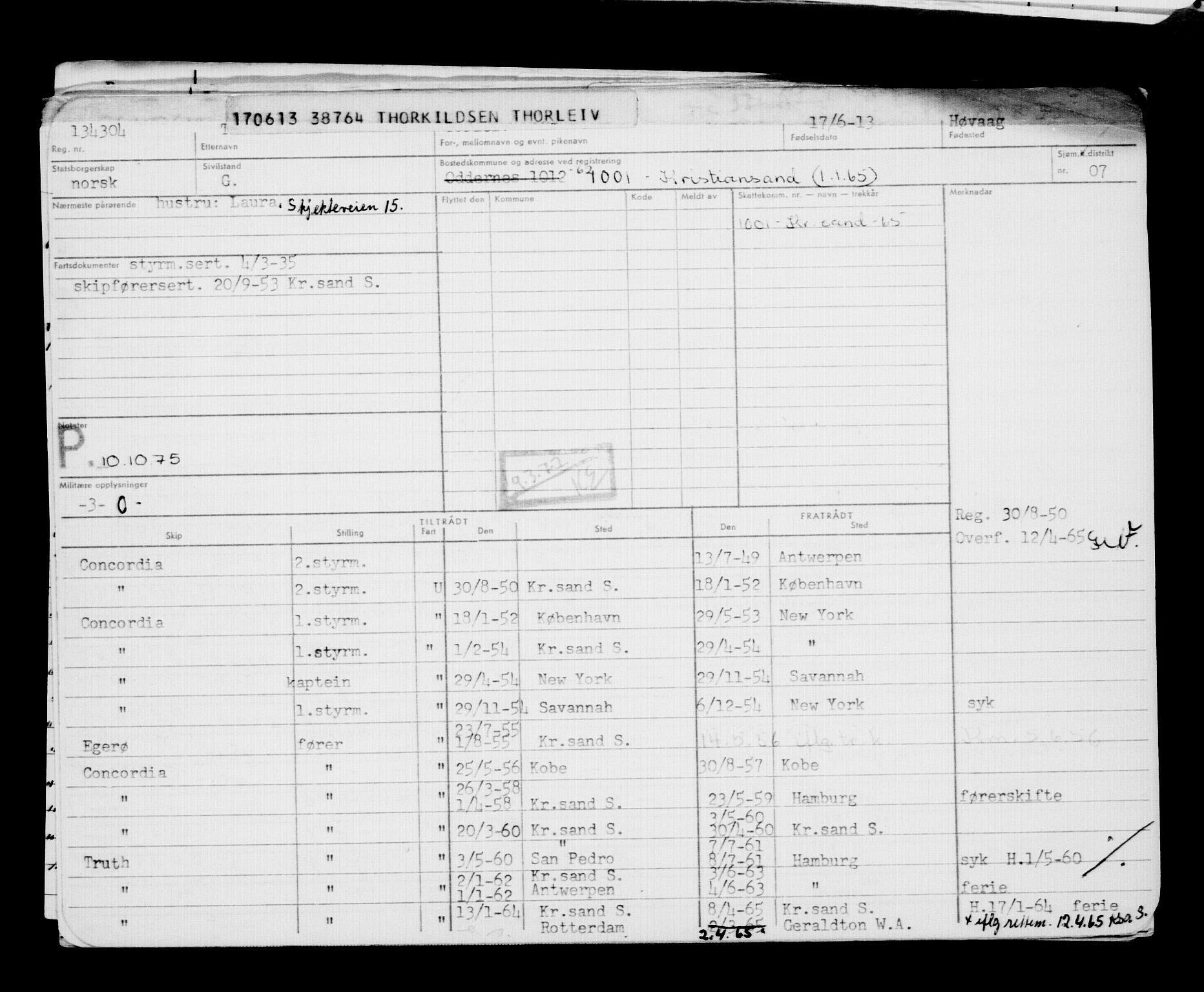 Direktoratet for sjømenn, AV/RA-S-3545/G/Gb/L0113: Hovedkort, 1913, p. 369