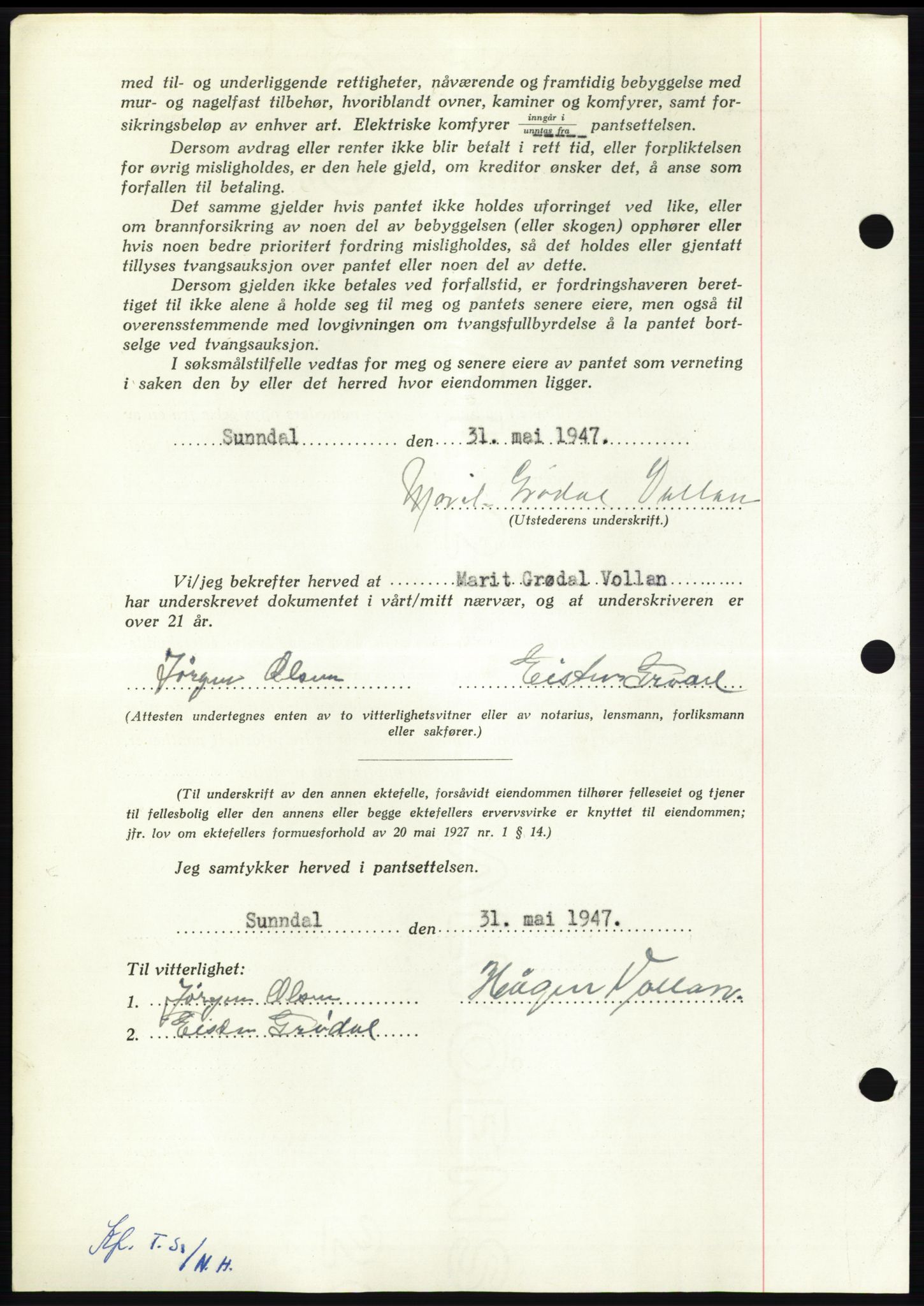 Nordmøre sorenskriveri, AV/SAT-A-4132/1/2/2Ca: Mortgage book no. B96, 1947-1947, Diary no: : 1350/1947