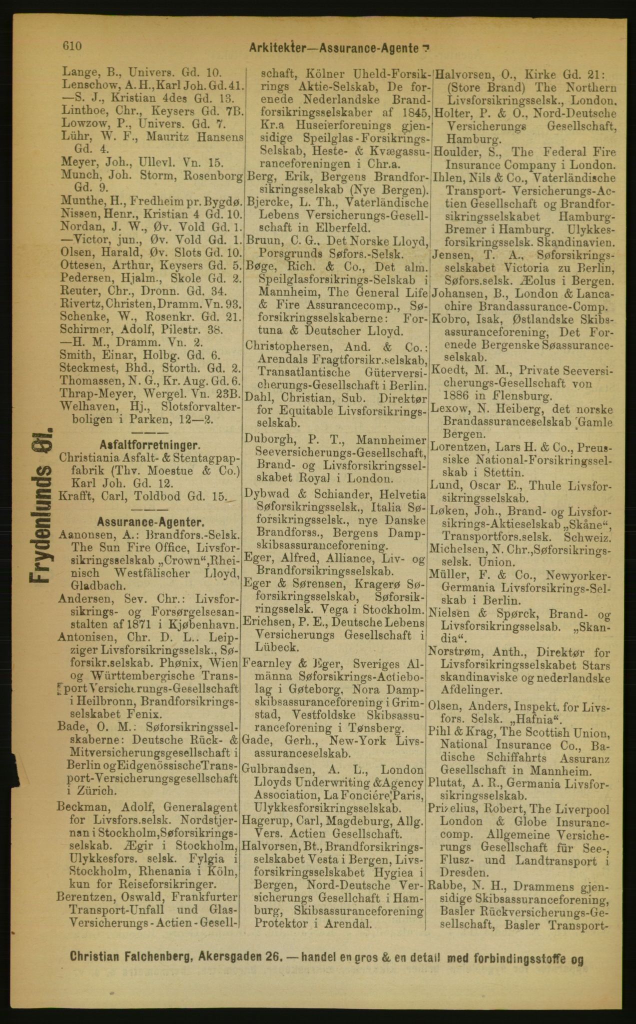 Kristiania/Oslo adressebok, PUBL/-, 1889, p. 610