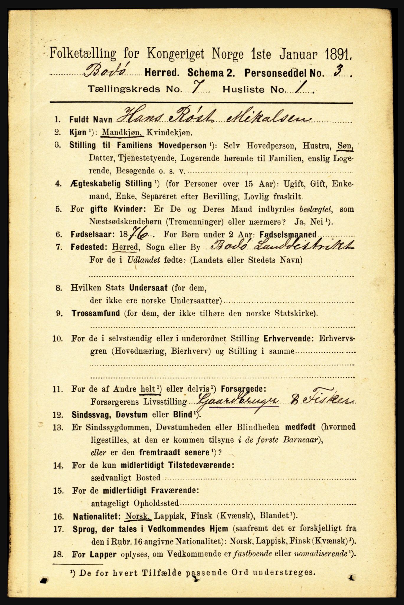 RA, 1891 census for 1843 Bodø, 1891, p. 4632