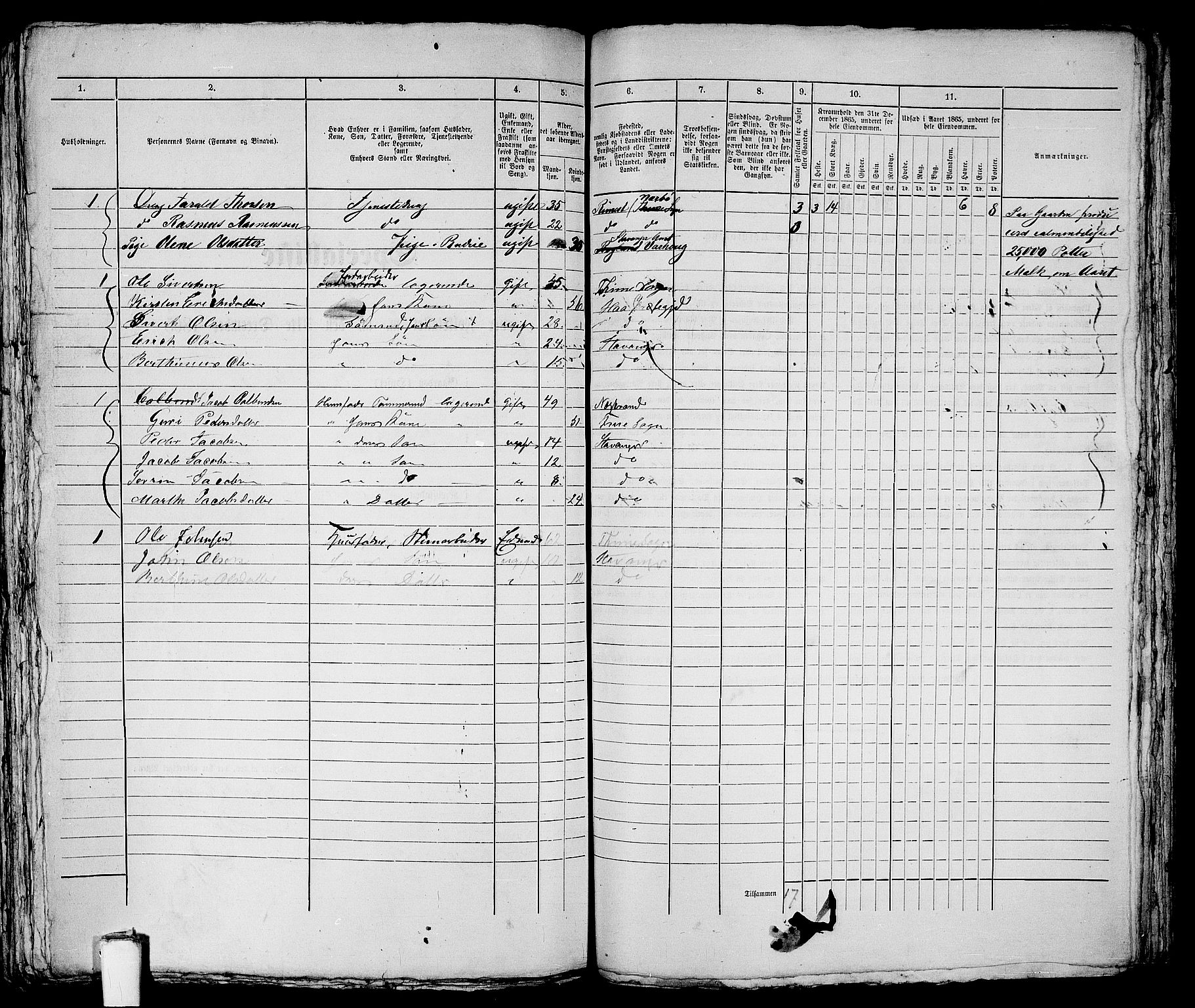 RA, 1865 census for Stavanger, 1865, p. 928