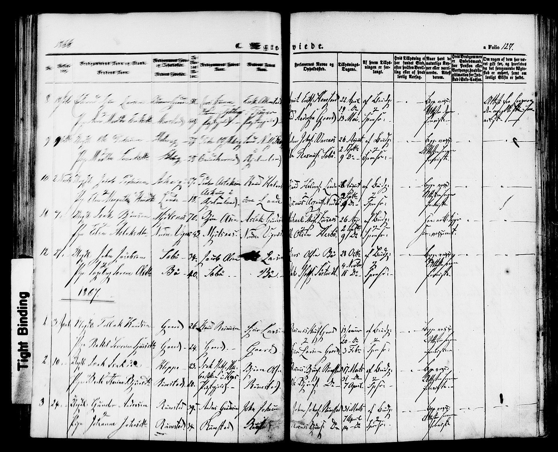 Finnøy sokneprestkontor, SAST/A-101825/H/Ha/Haa/L0008: Parish register (official) no. A 8, 1863-1878, p. 127