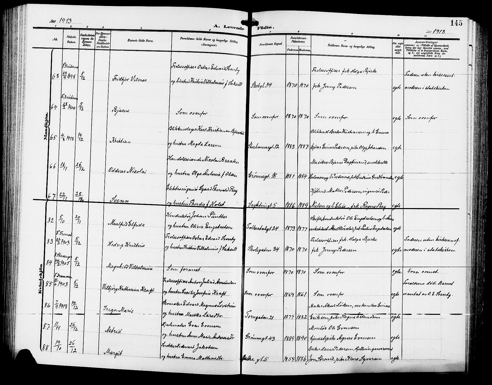 Hamar prestekontor, AV/SAH-DOMPH-002/H/Ha/Hab/L0001: Parish register (copy) no. 1, 1899-1914, p. 145