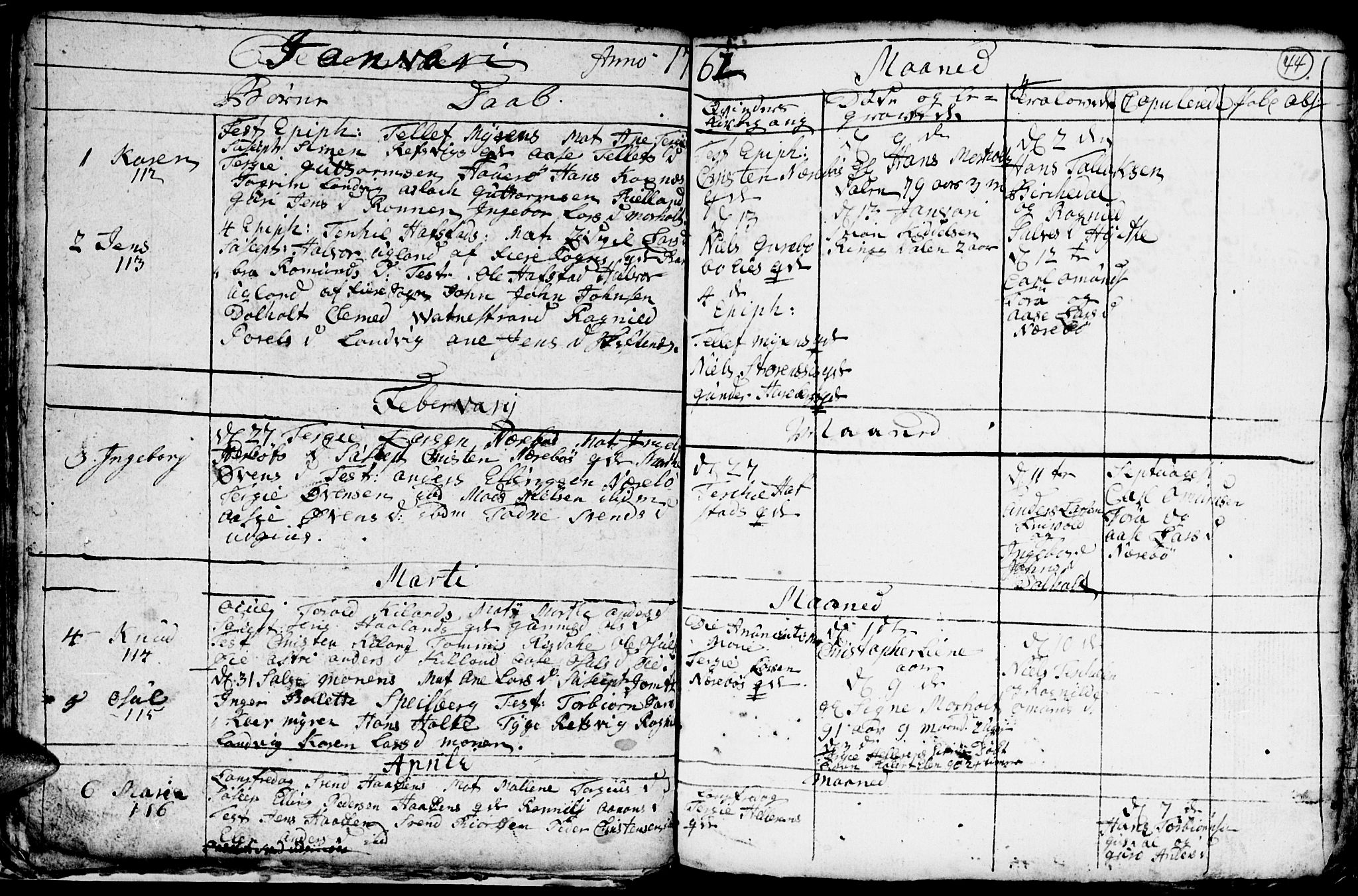 Hommedal sokneprestkontor, AV/SAK-1111-0023/F/Fb/Fbb/L0001: Parish register (copy) no. B 1, 1753-1791, p. 44