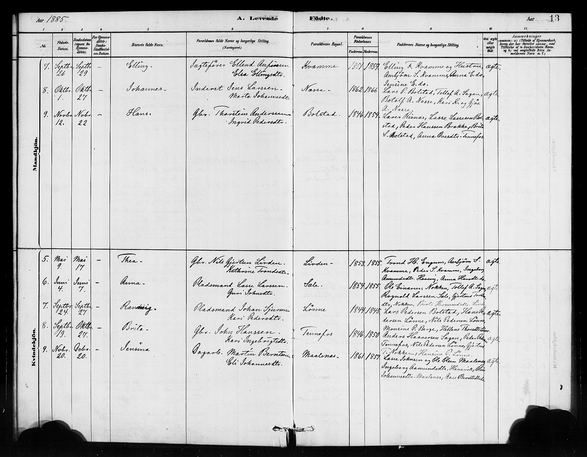 Vik sokneprestembete, AV/SAB-A-81501/H/Haa/Haad/L0001: Parish register (official) no. D 1, 1878-1890, p. 13