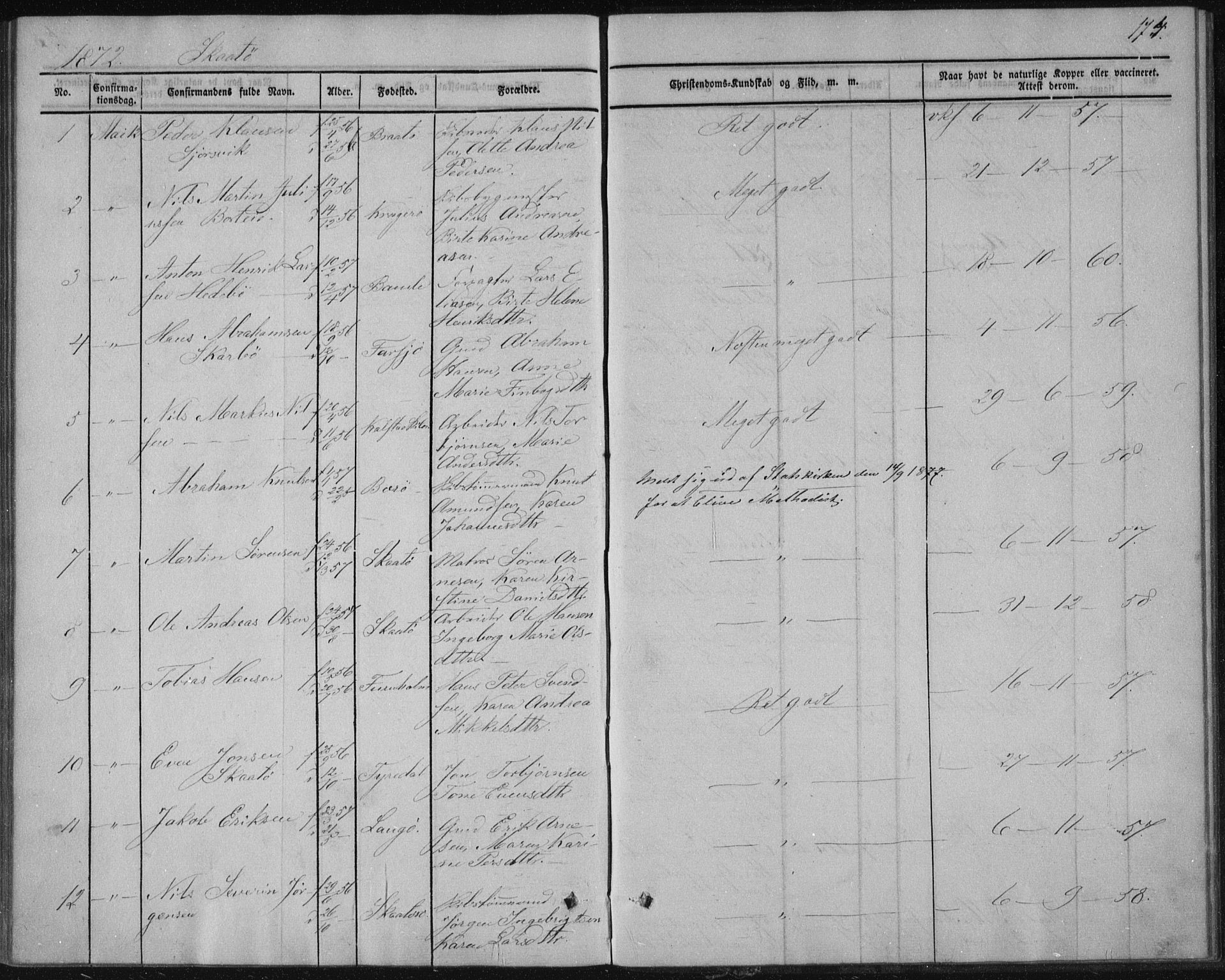 Sannidal kirkebøker, SAKO/A-296/F/Fa/L0009: Parish register (official) no. 9, 1855-1873, p. 174