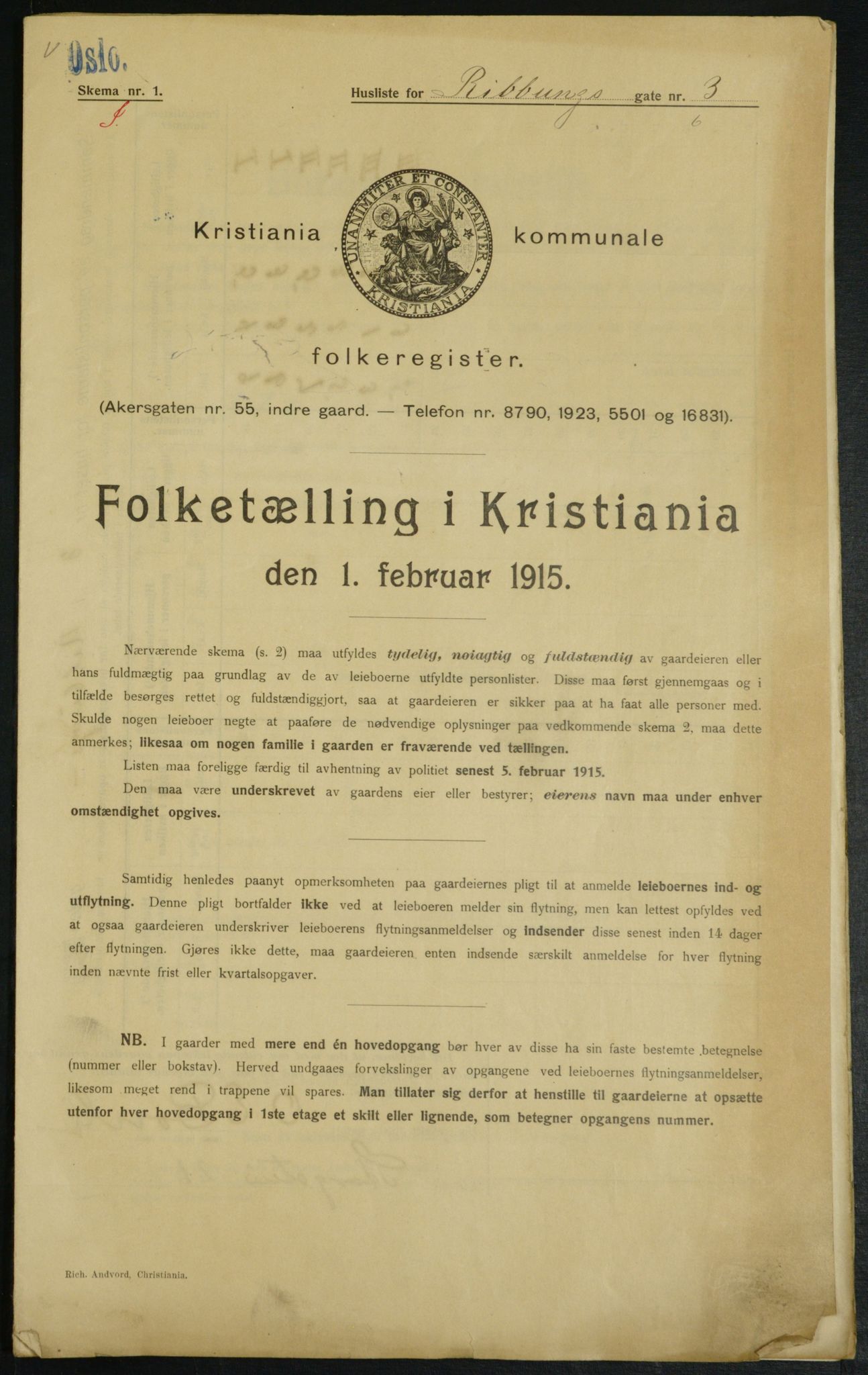 OBA, Municipal Census 1915 for Kristiania, 1915, p. 82661