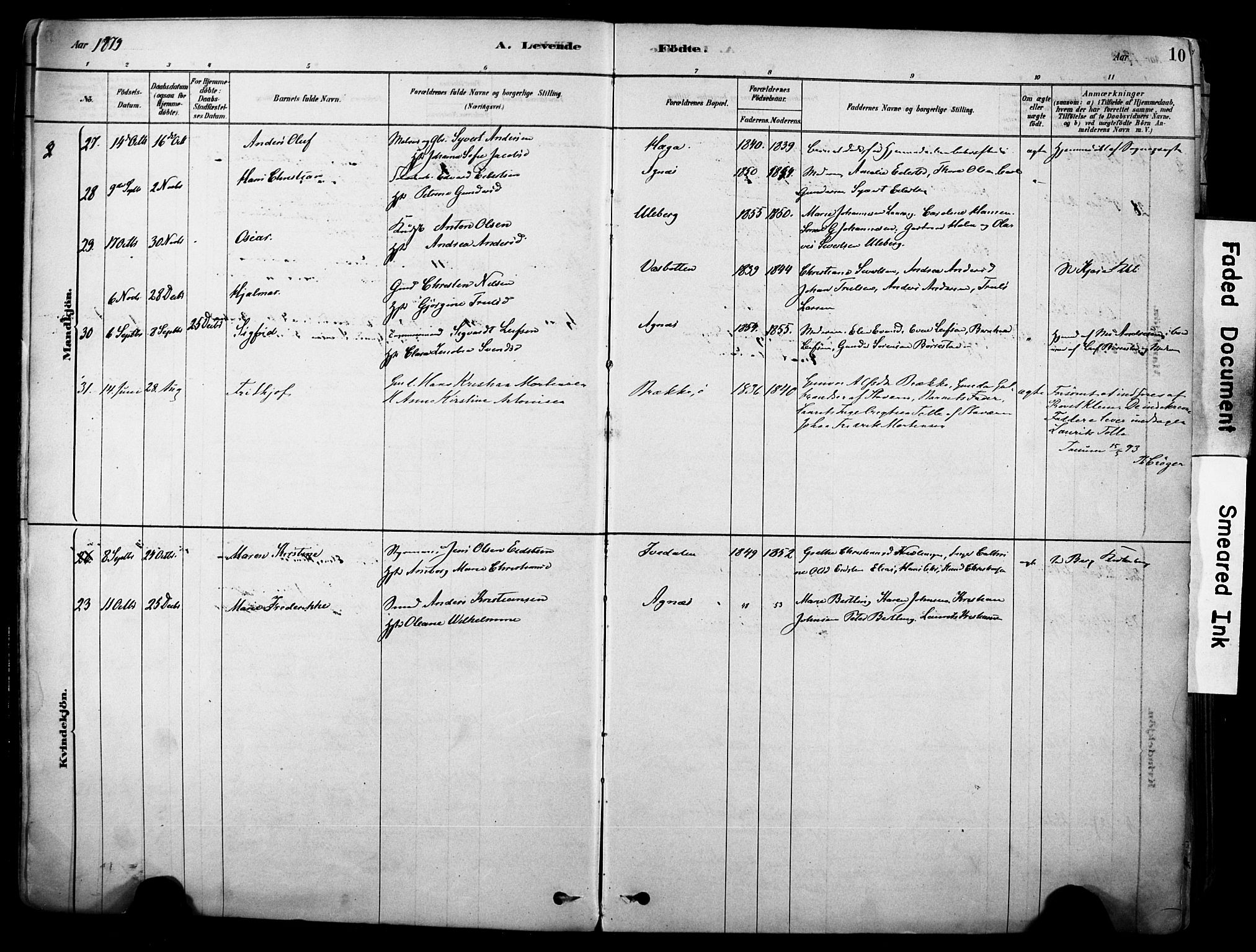 Brunlanes kirkebøker, AV/SAKO-A-342/F/Fc/L0001: Parish register (official) no. III 1, 1878-1899, p. 10