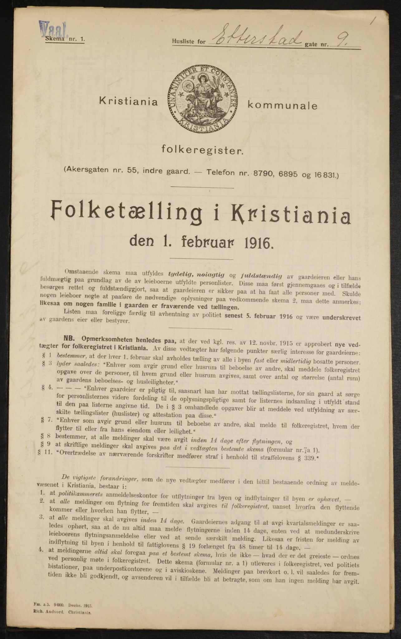 OBA, Municipal Census 1916 for Kristiania, 1916, p. 22737