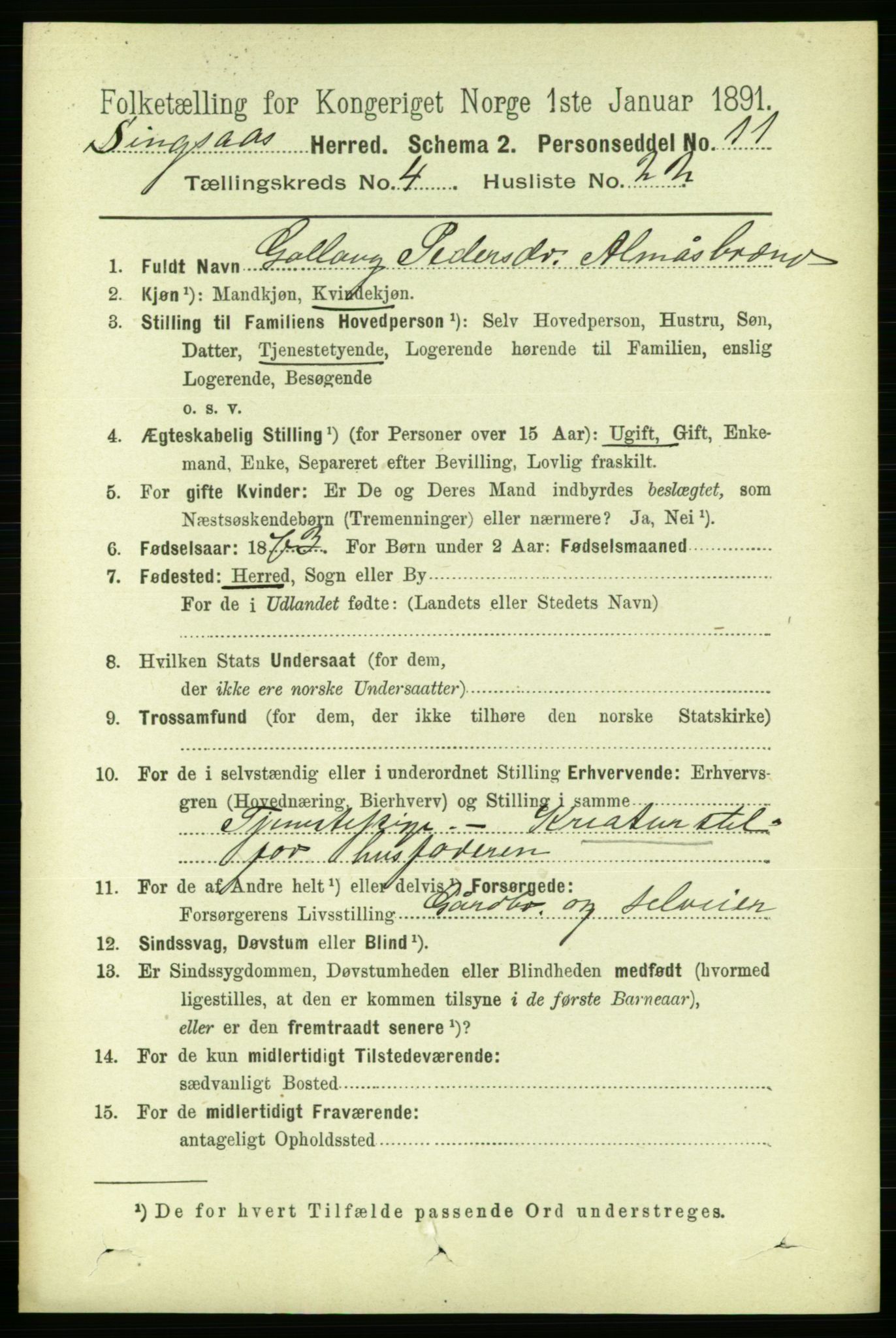 RA, 1891 census for 1646 Singsås, 1891, p. 976