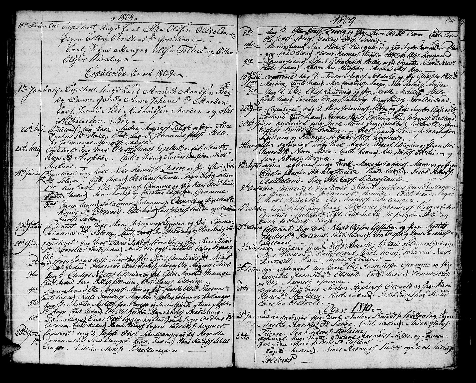 Manger sokneprestembete, SAB/A-76801/H/Haa: Parish register (official) no. A 2, 1792-1815, p. 174