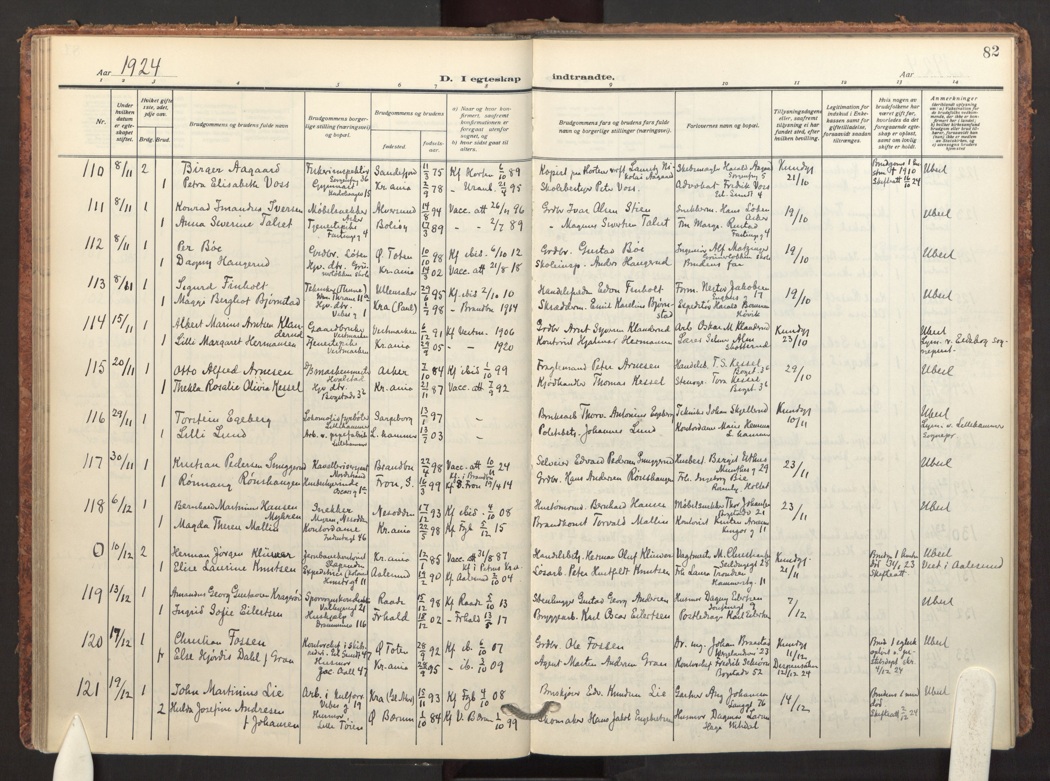 Fagerborg prestekontor Kirkebøker, AV/SAO-A-10844/F/Fa/L0007: Parish register (official) no. 7, 1917-1934, p. 82