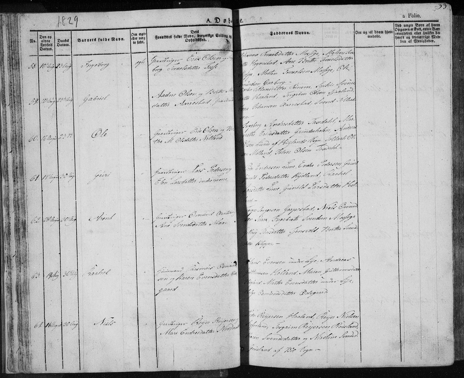 Lye sokneprestkontor, AV/SAST-A-101794/001/30BA/L0004: Parish register (official) no. A 4, 1826-1841, p. 33