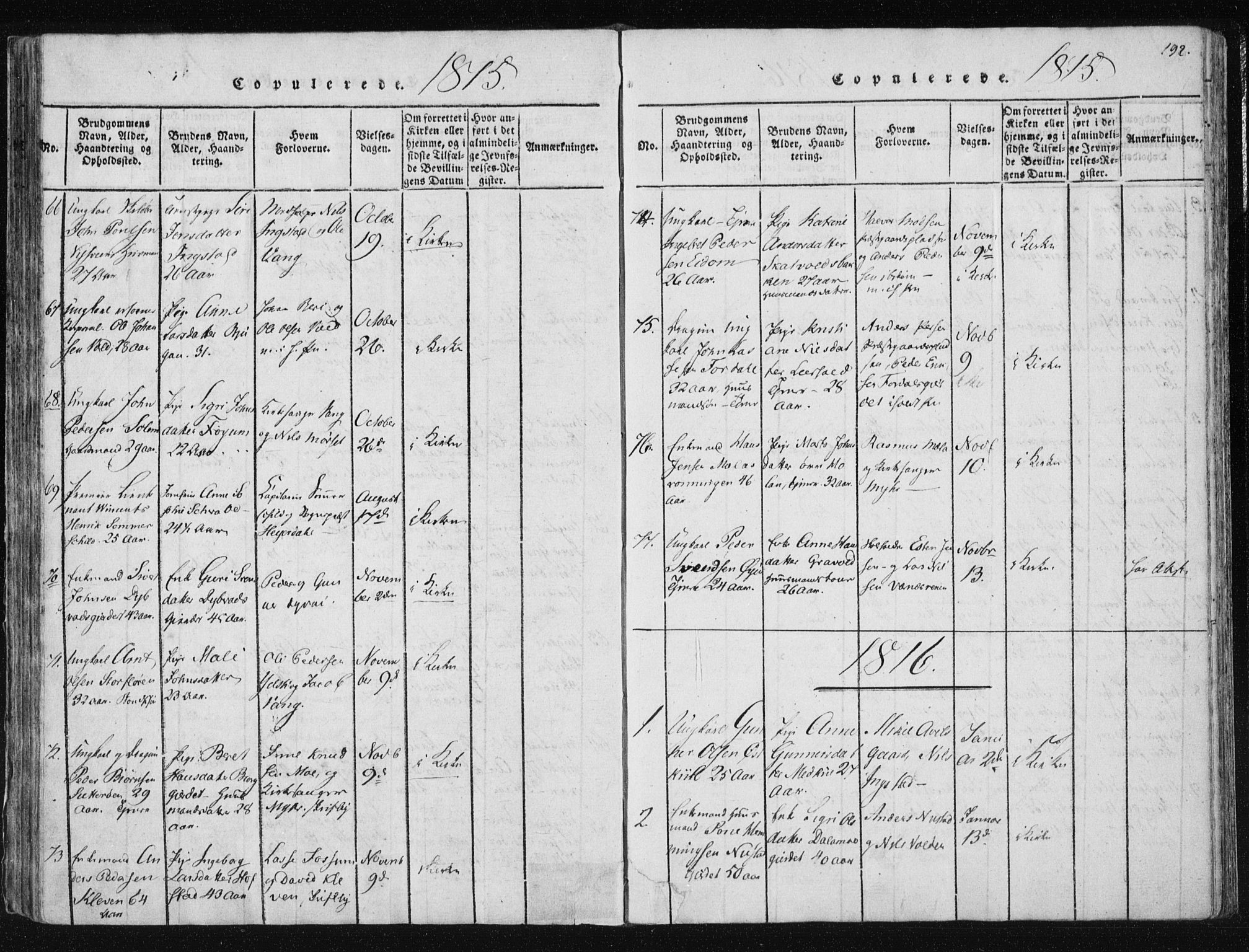 Ministerialprotokoller, klokkerbøker og fødselsregistre - Nord-Trøndelag, SAT/A-1458/709/L0061: Parish register (official) no. 709A08 /1, 1815-1819, p. 192