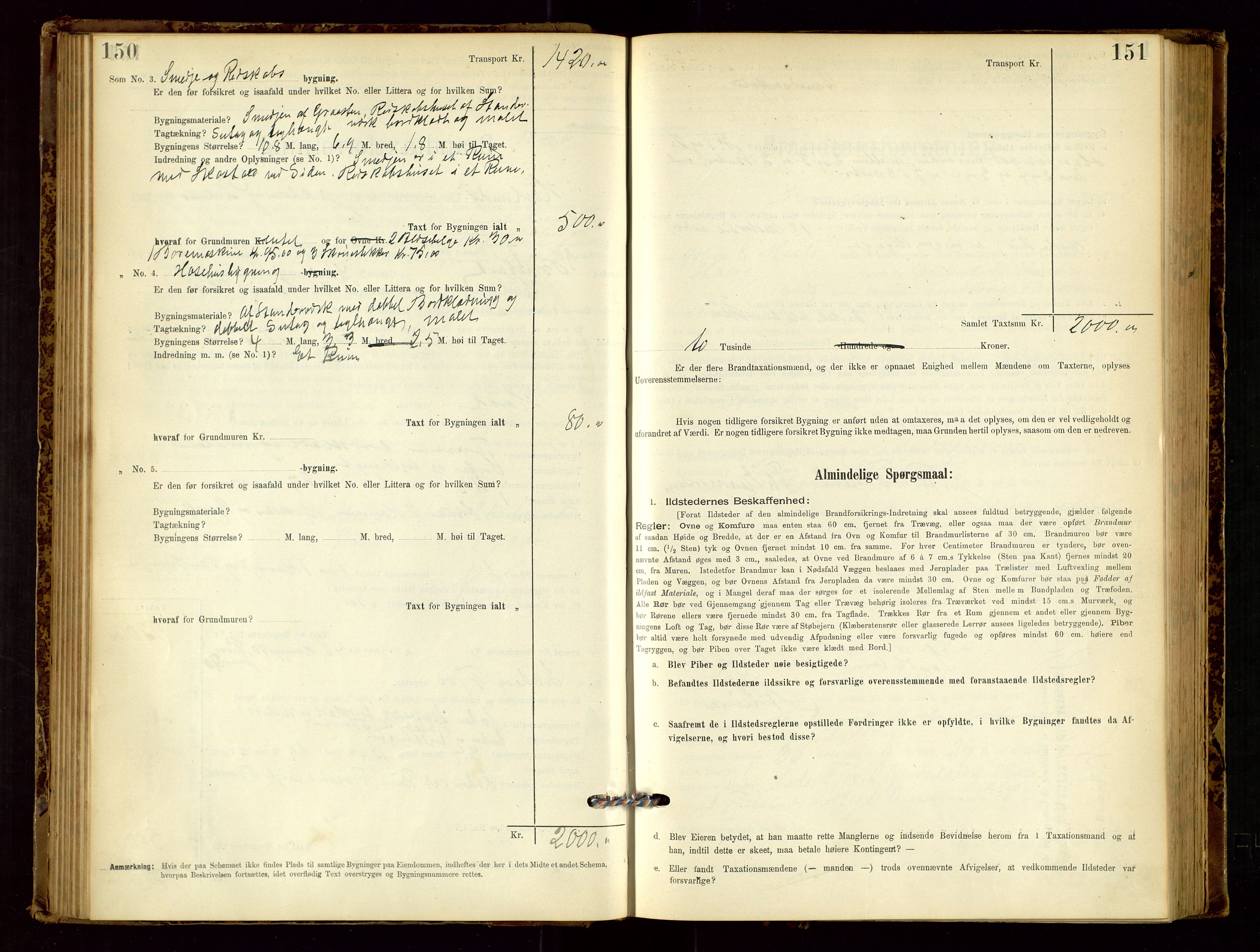 Høyland/Sandnes lensmannskontor, AV/SAST-A-100166/Gob/L0001: "Brandtaxtprotokol", 1890-1913, p. 150-151