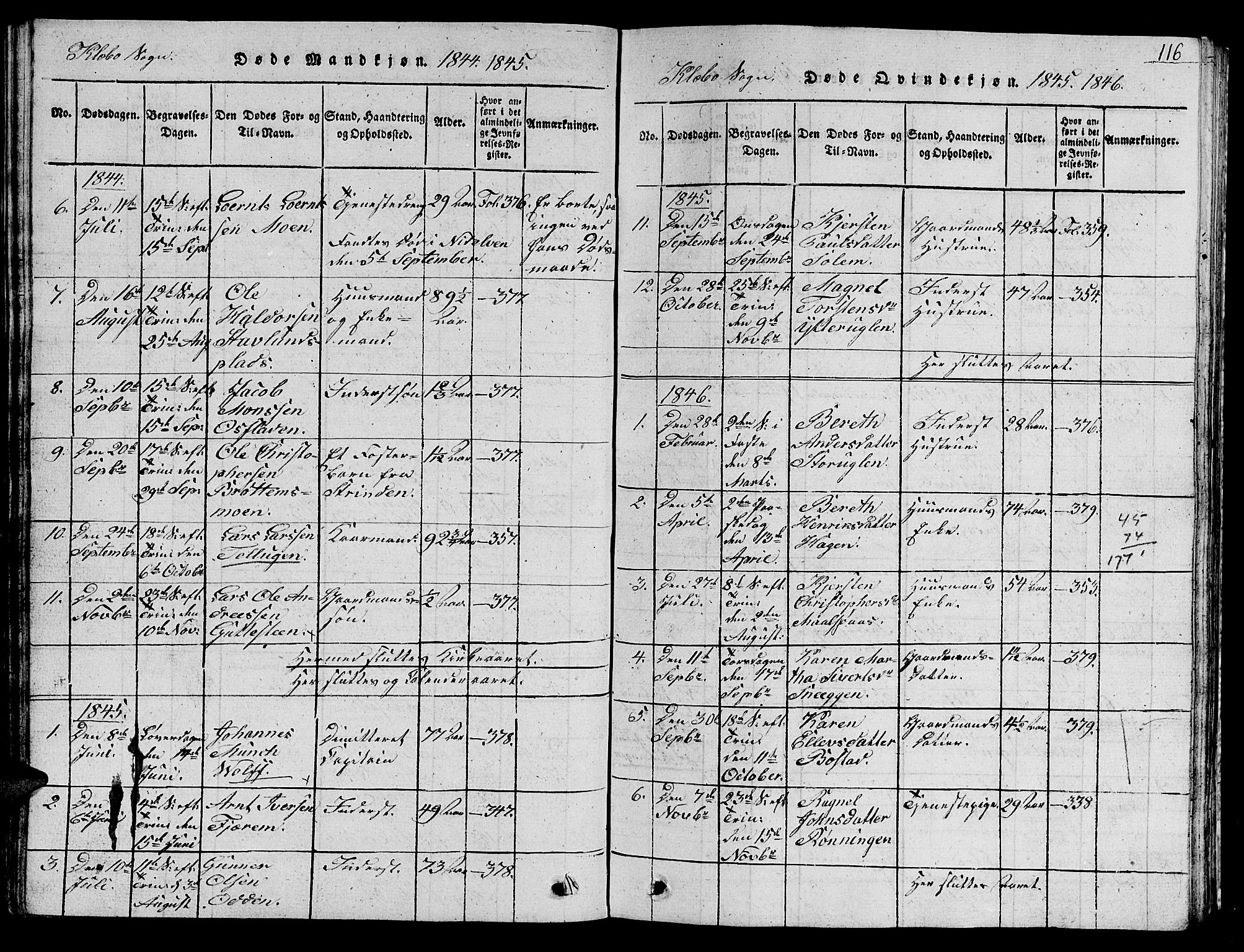 Ministerialprotokoller, klokkerbøker og fødselsregistre - Sør-Trøndelag, AV/SAT-A-1456/618/L0450: Parish register (copy) no. 618C01, 1816-1865, p. 116