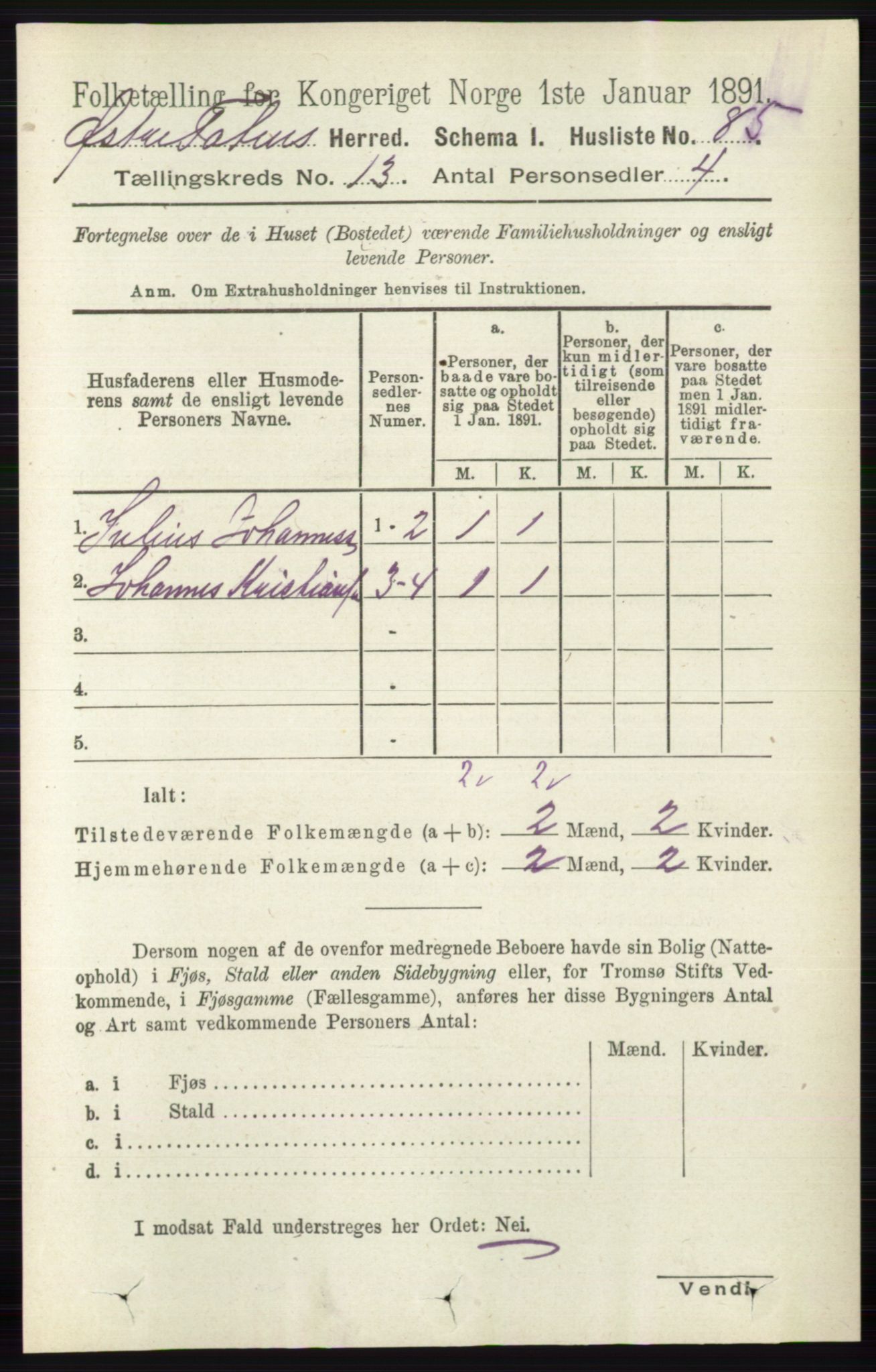 RA, 1891 census for 0528 Østre Toten, 1891, p. 8424