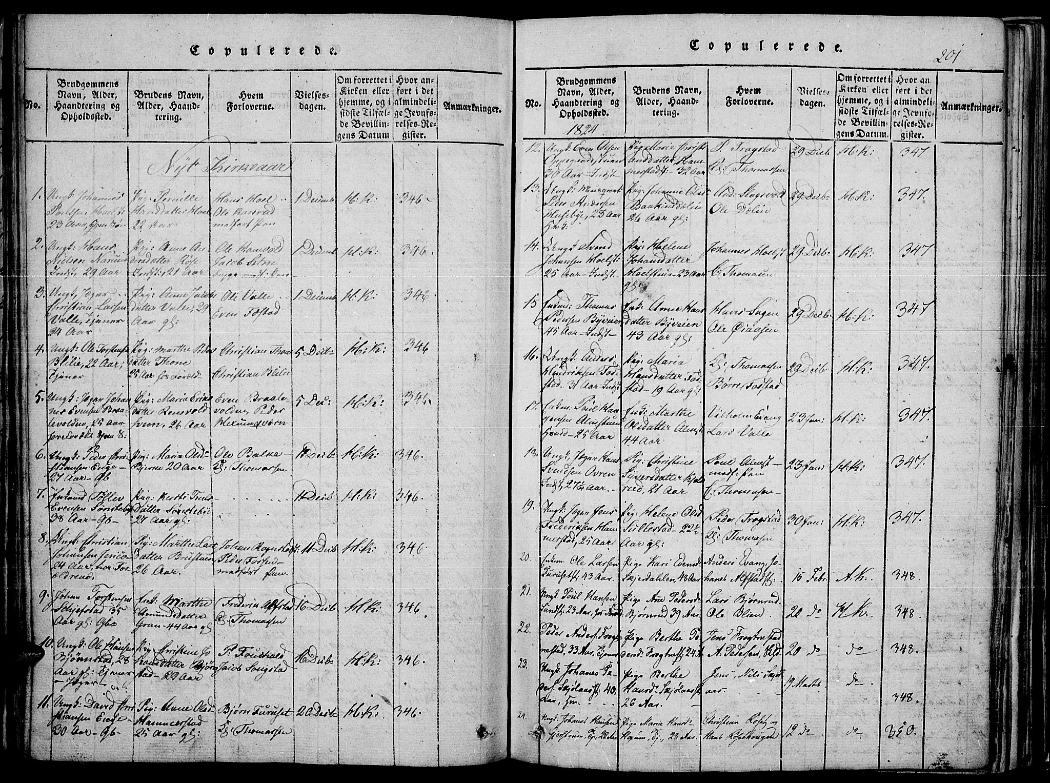 Toten prestekontor, SAH/PREST-102/H/Ha/Haa/L0010: Parish register (official) no. 10, 1820-1828, p. 201