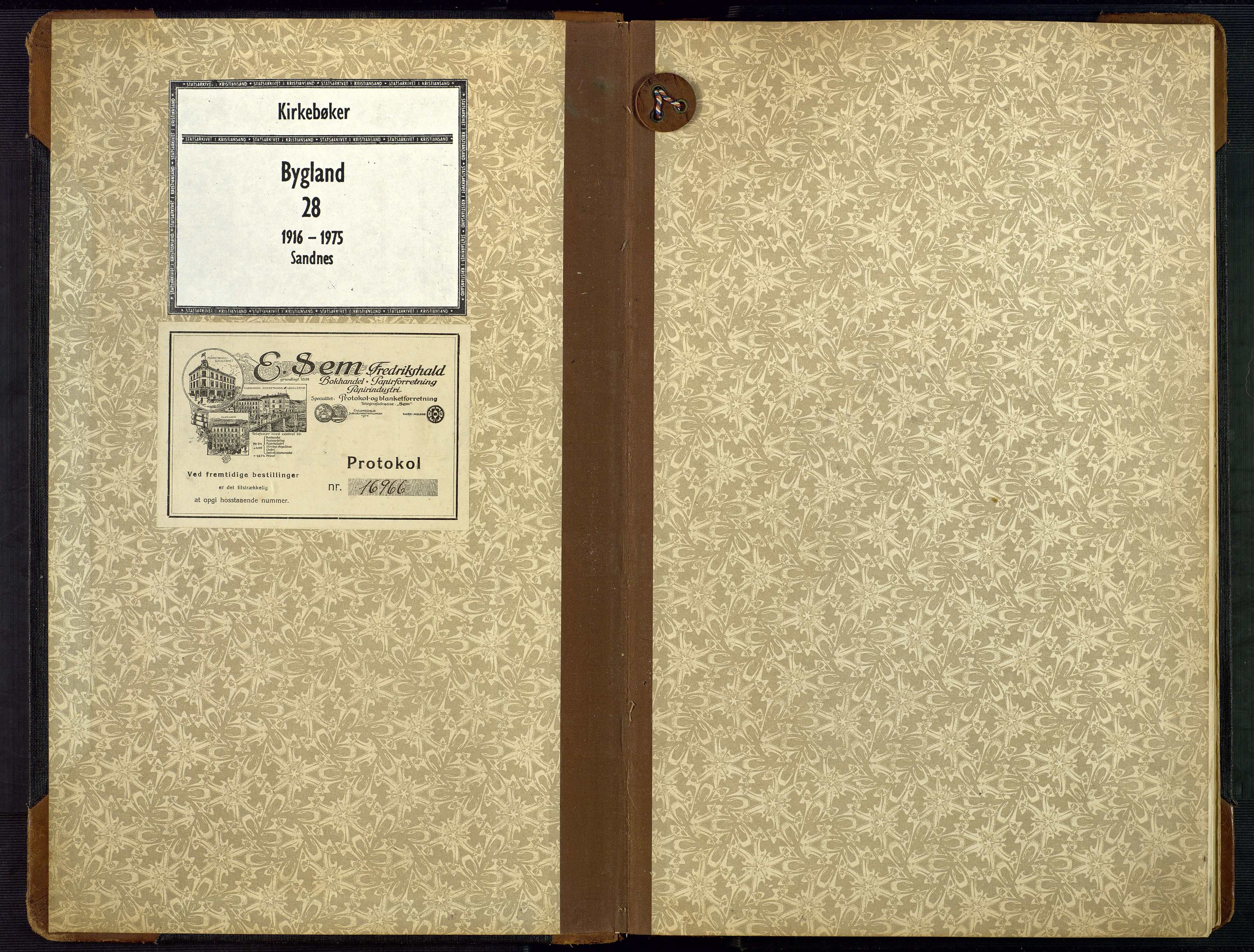 Bygland sokneprestkontor, SAK/1111-0006/F/Fb/Fbc/L0003: Parish register (copy) no. B 3, 1916-1975