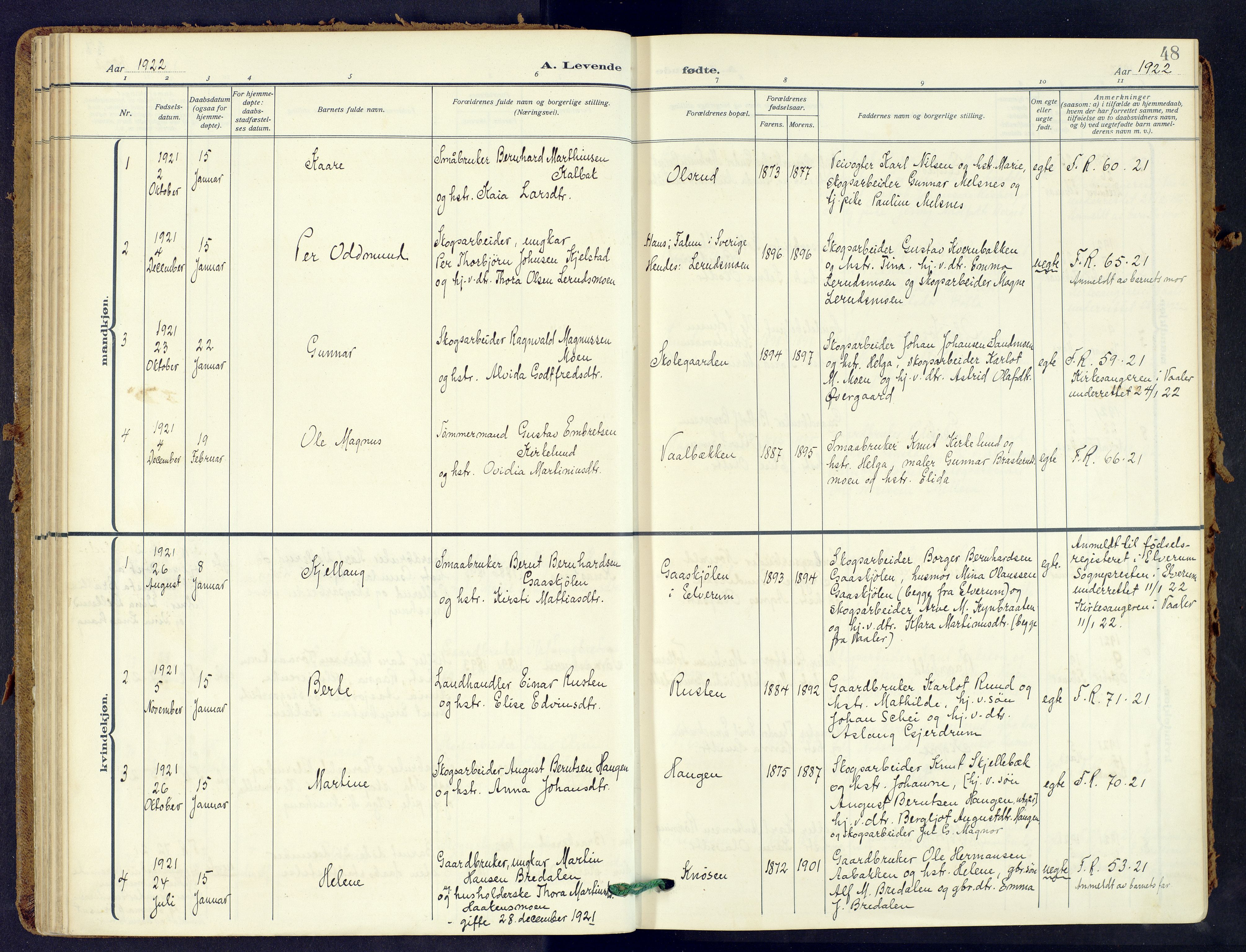 Våler prestekontor, Hedmark, AV/SAH-PREST-040/H/Ha/Haa/L0009: Parish register (official) no. 9, 1912-1940, p. 48