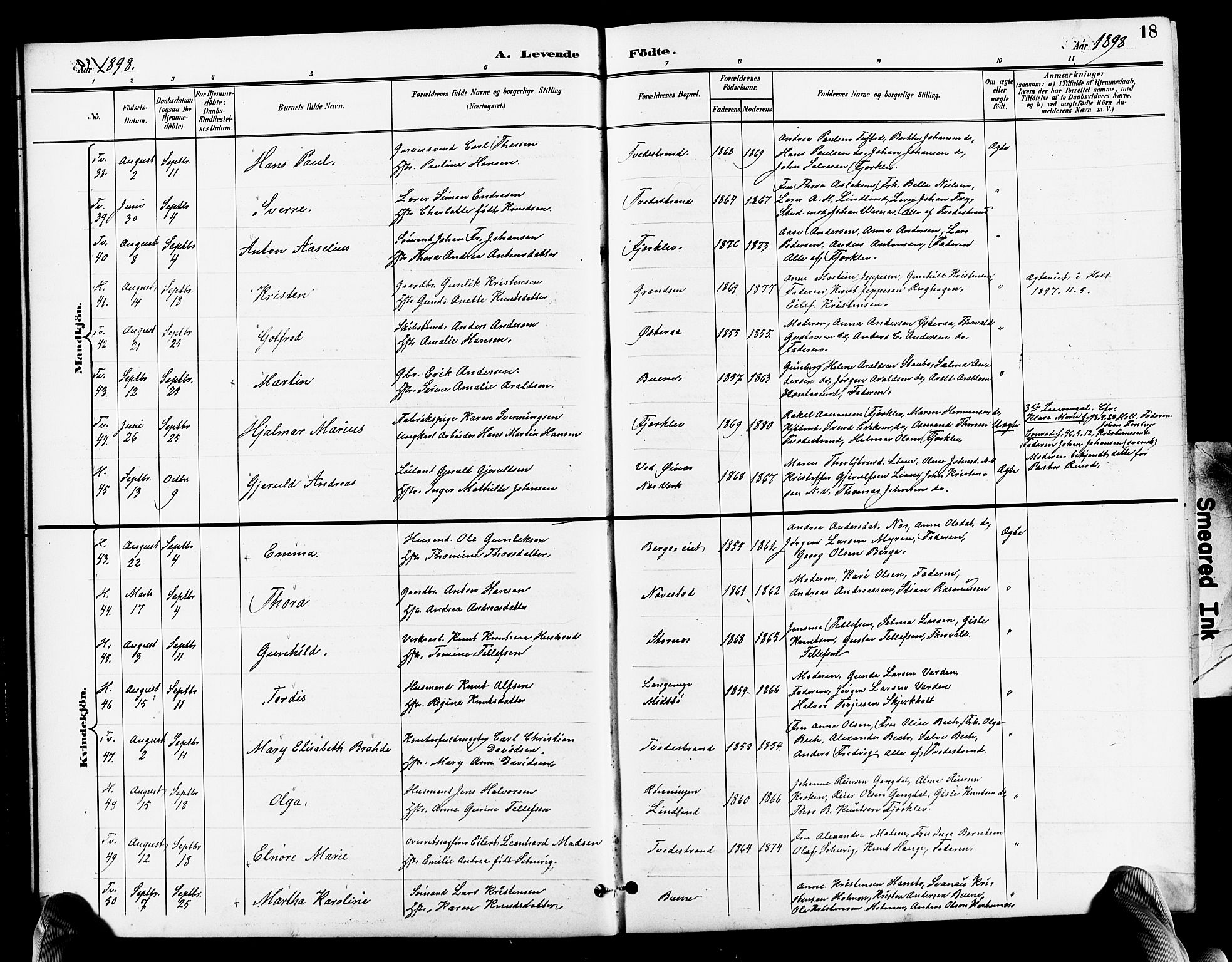 Holt sokneprestkontor, AV/SAK-1111-0021/F/Fb/L0011: Parish register (copy) no. B 11, 1897-1921, p. 18