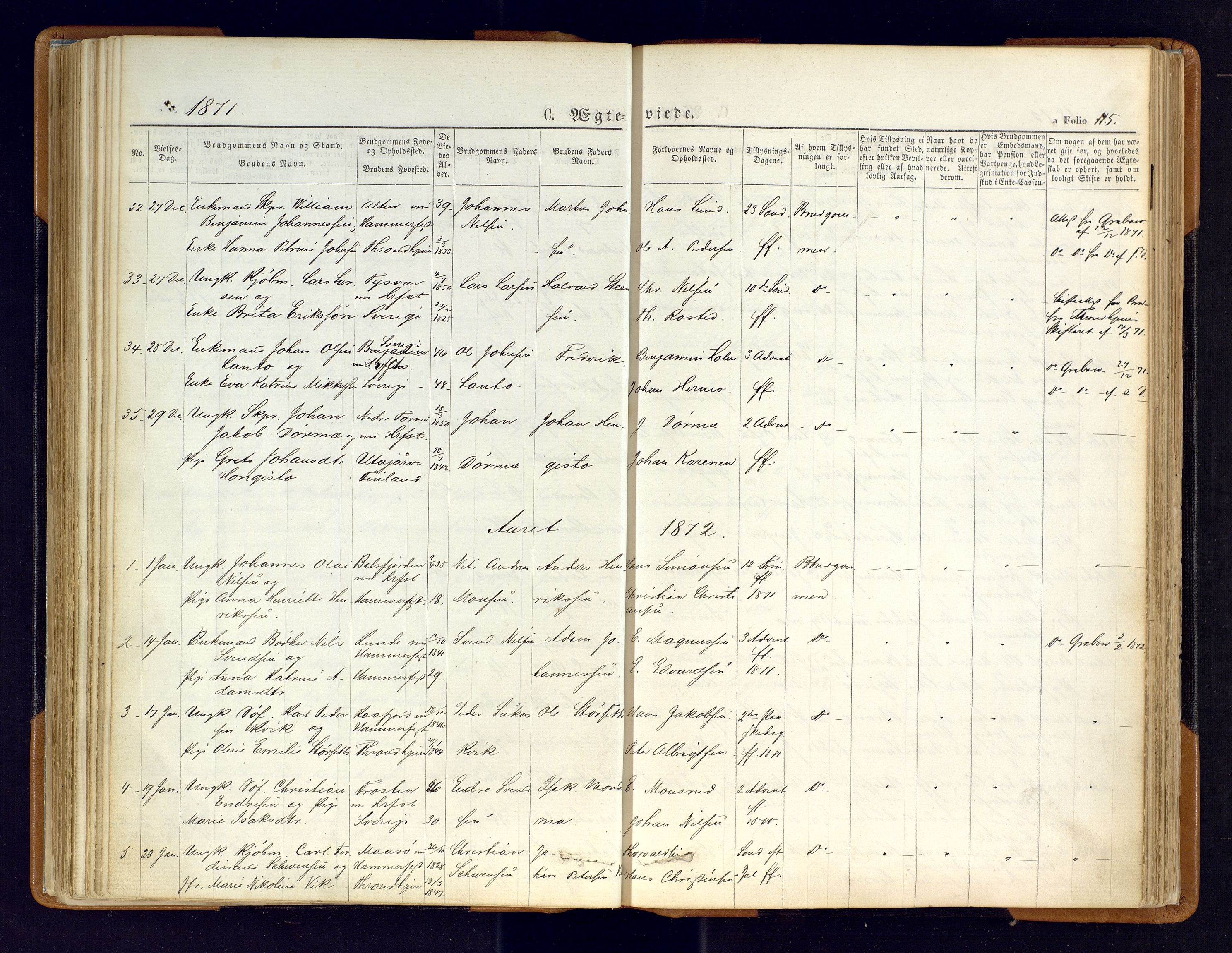 Hammerfest sokneprestkontor, AV/SATØ-S-1347/H/Ha/L0006.kirke: Parish register (official) no. 6, 1869-1877, p. 115