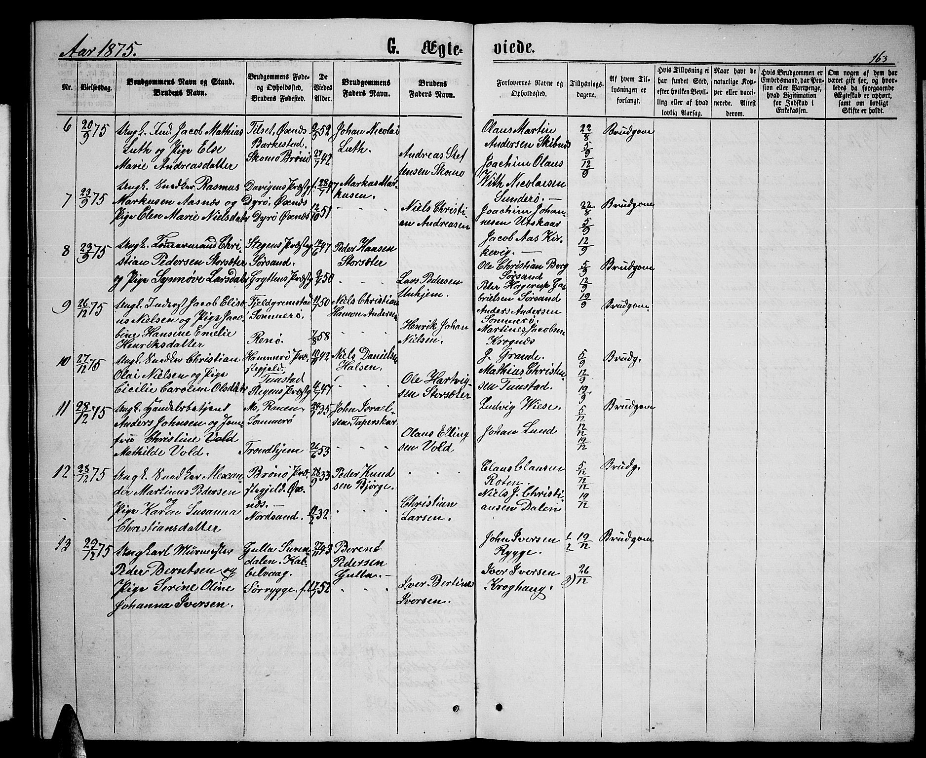 Ministerialprotokoller, klokkerbøker og fødselsregistre - Nordland, AV/SAT-A-1459/893/L1348: Parish register (copy) no. 893C03, 1867-1877, p. 163