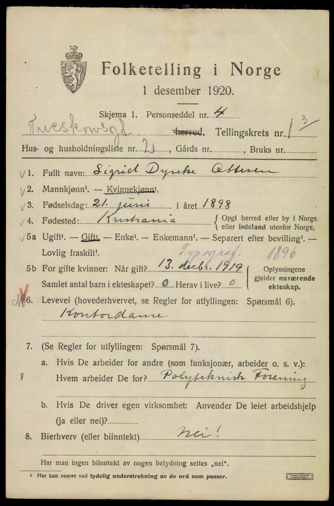 SAO, 1920 census for Kristiania, 1920, p. 596939